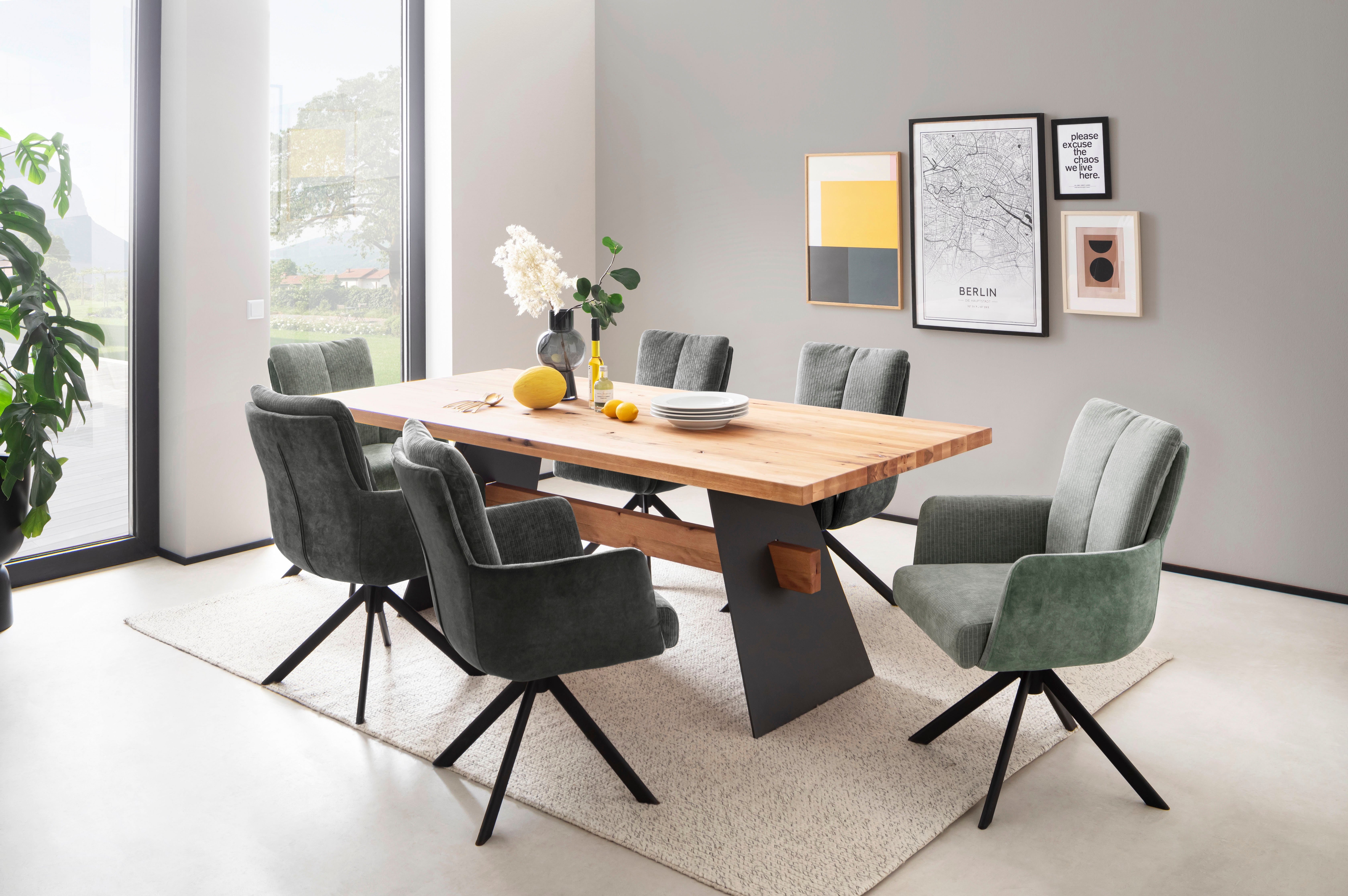 MCA furniture Esszimmerstuhl MALIA | matt pastellgrün | schwarz pastellgrün lackiert