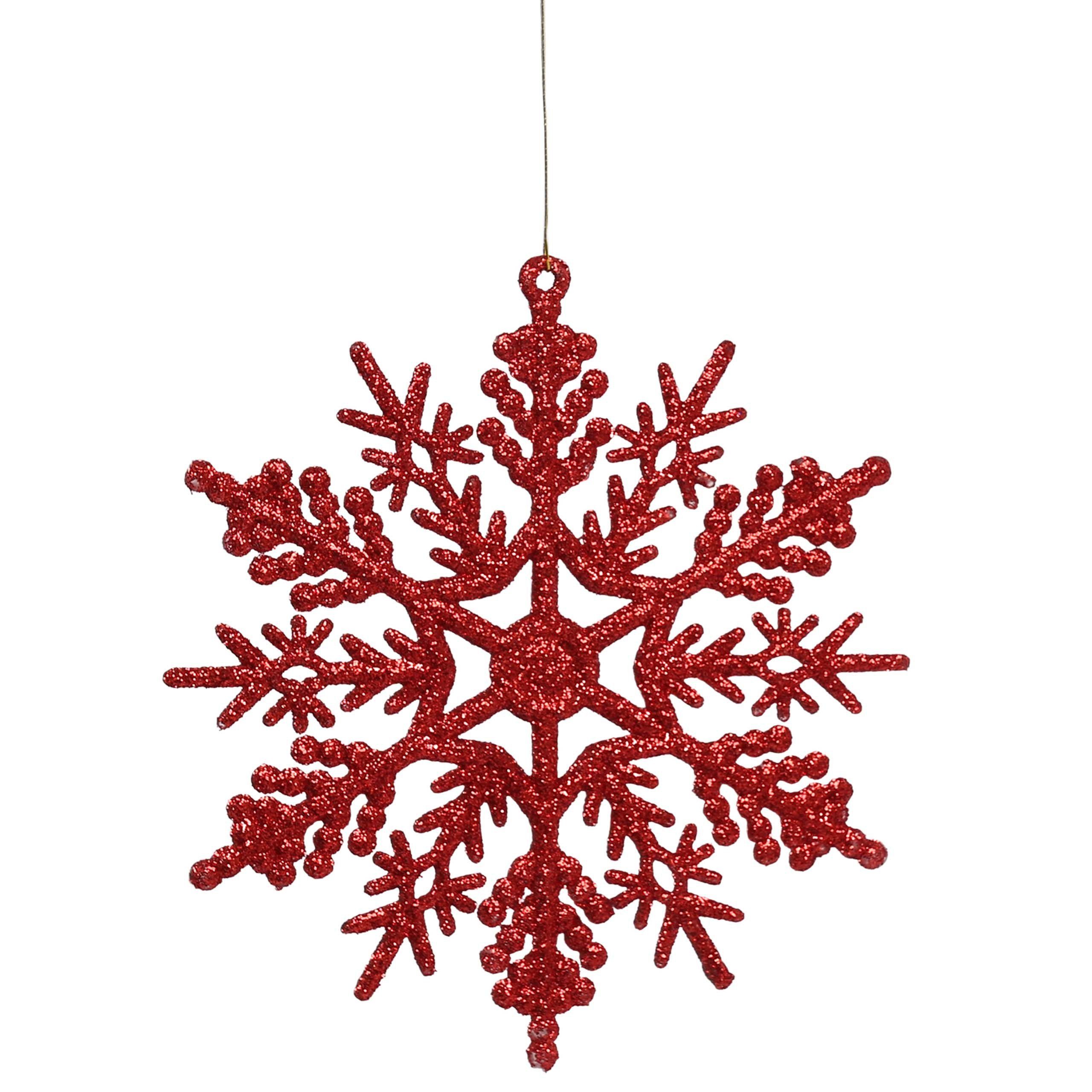 Sarcia.eu Weihnachtsbaumkugel Rote 12 Weihnachtsbaum-Schneeflocken 10cm, Stück Sterne