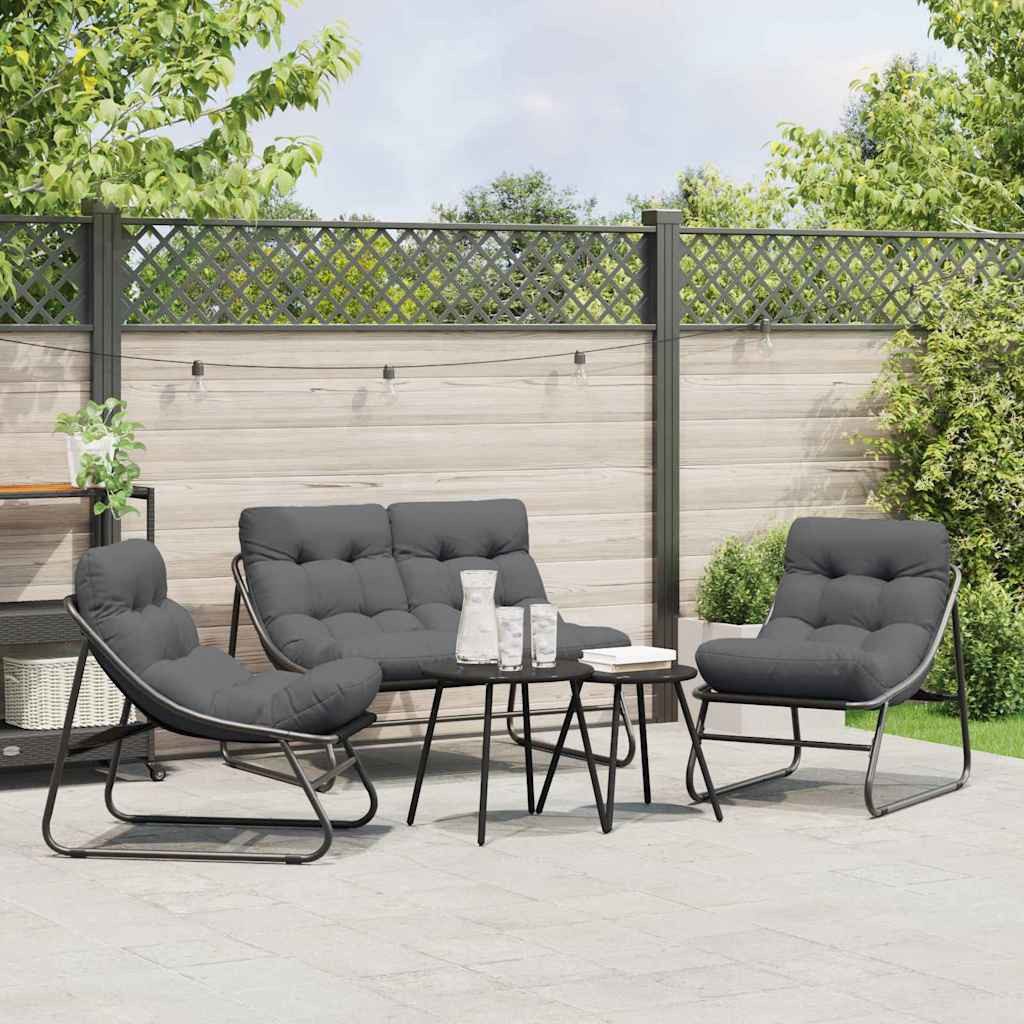 vidaXL Gartenstuhl gartenmöbel mit Kissen 3 pcs Schwarz Pulverbeschichteter Stahl (3 St)