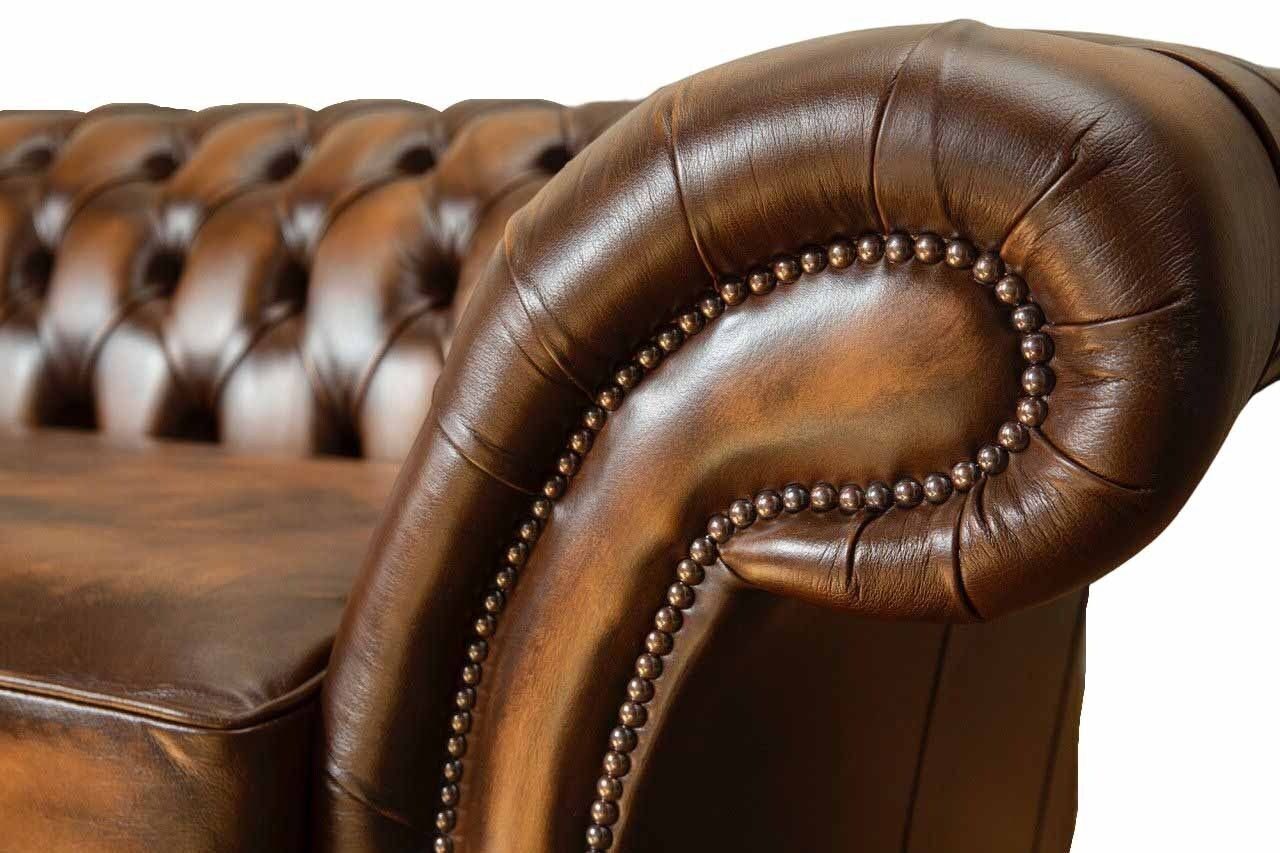 Europe Design JVmoebel Polster Design Sofa in Sofa Sitz Leder Chestefield Made Couch Braun, Textil