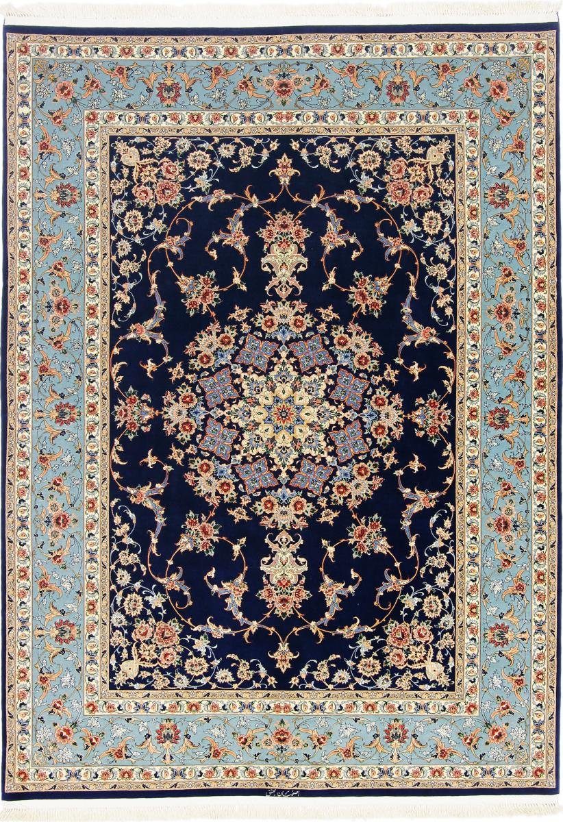 Orientteppich Isfahan Signiert Seidenkette 172x234 Handgeknüpfter Orientteppich, Nain Trading, rechteckig, Höhe: 6 mm