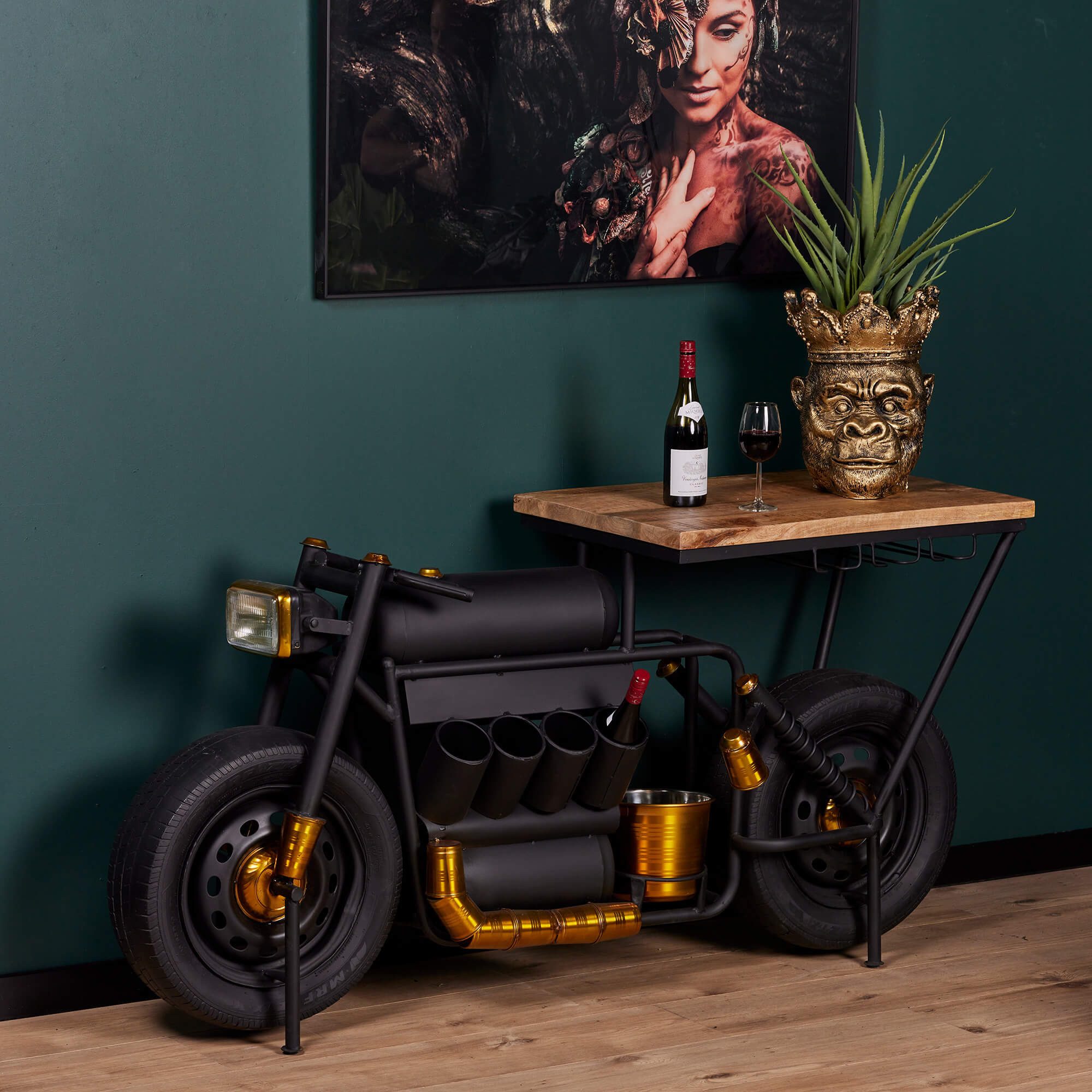 Villa Möbel Bartisch Darky Bar Tisch Motorrad (Packung, 1-St., 1 Bartisch), Bartisch in Motorad-Style