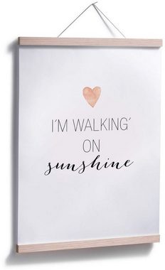 Wall-Art Poster walking on sunshine, Schriftzug (1 St), Poster ohne Bilderrahmen