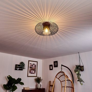 hofstein Deckenleuchte »Pieris« runde Deckenlampe aus Metall in Schwarz/Kupfer, ohne Leuchtmittel, E27, Retro-Leuchte mit Lichteffekt durch Gitter-Optik