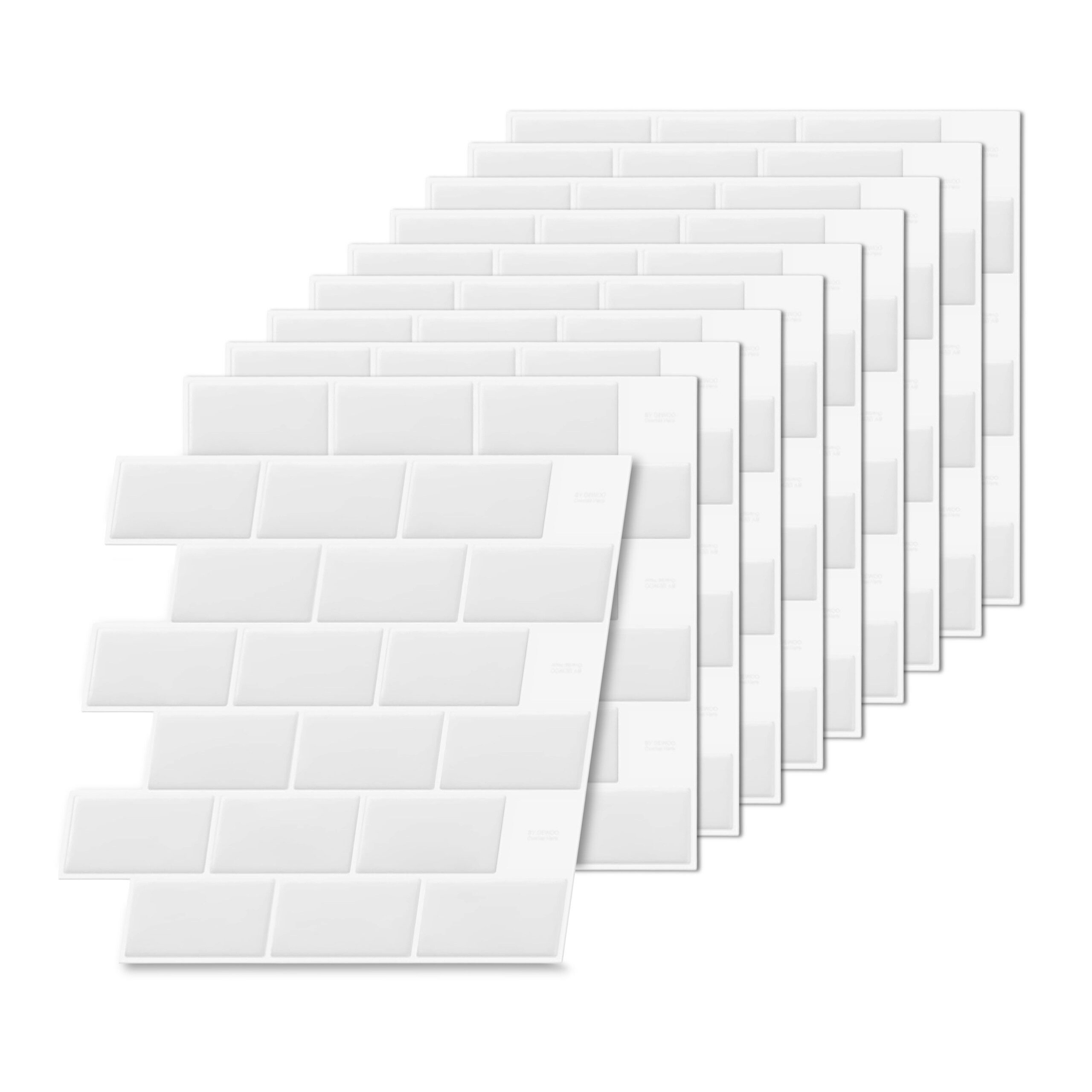 relaxdays Fliesenaufkleber Klebefliesen 30x30 versetzt, weiß