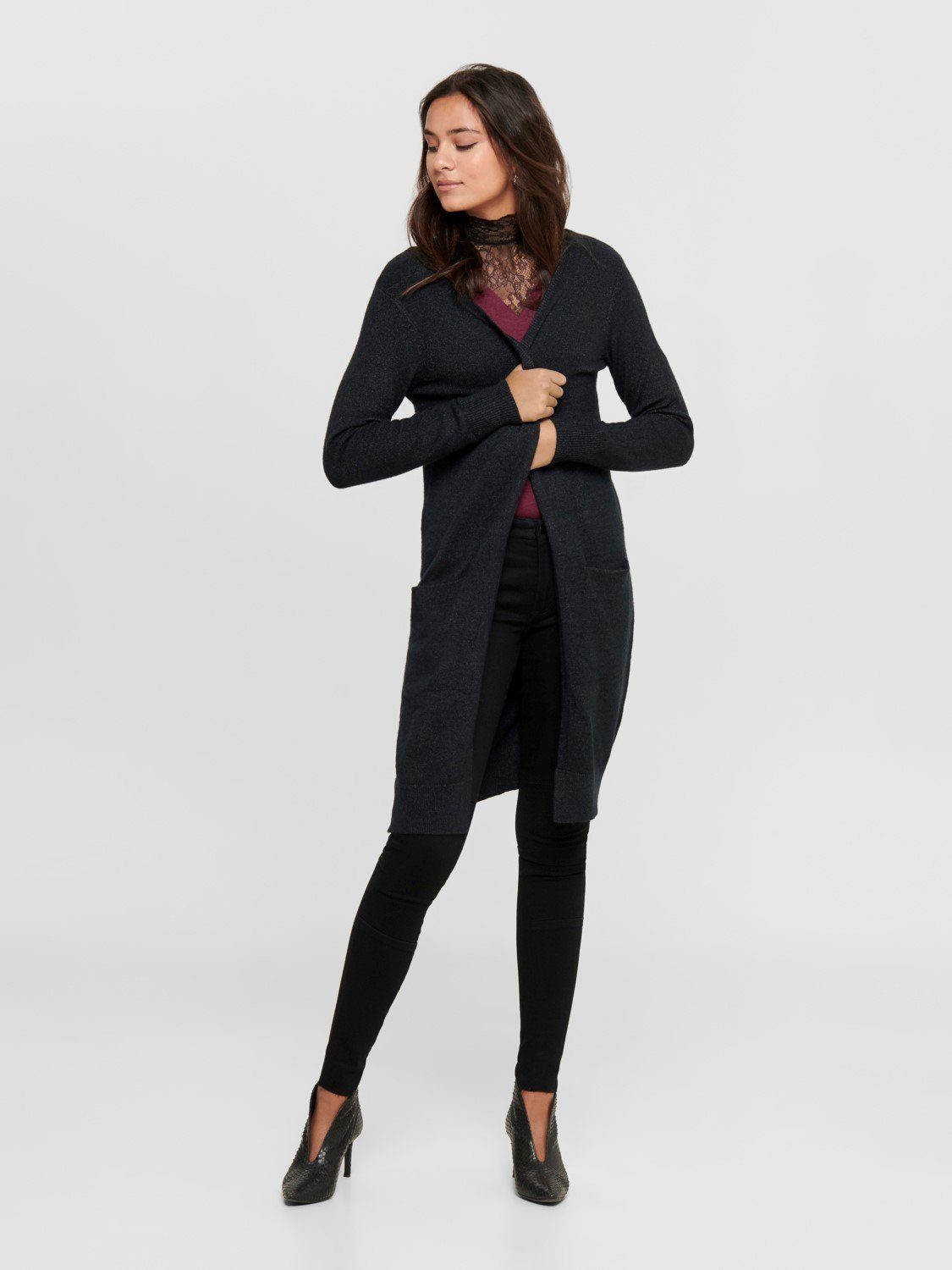 JACQUELINE de YONG Cardigan Strickjacke Cardigan Strickjakce für Damen (1-tlg) Regular fit Normal unifarben wärmend Ohne Verschluss – Bild 3 von 5