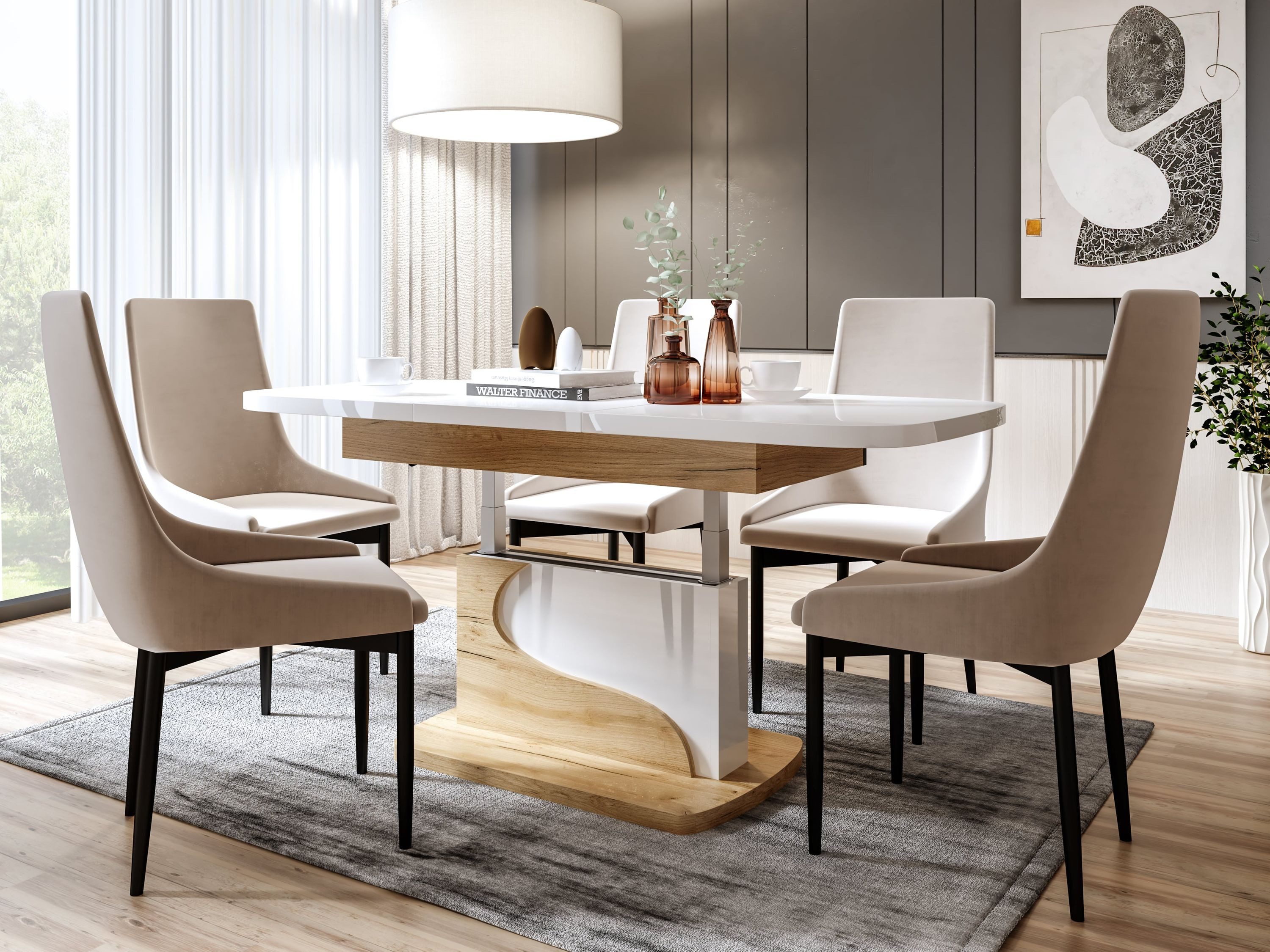 designimpex Couchtisch Design DA-111 höhenverstellbar ausziehbar 120/200 cm Esstisch Tisch, Funktionstisch, Wohnzimmertisch, Tisch, Esstisch, Sofatisch, Schubla – Bild 3 von 5