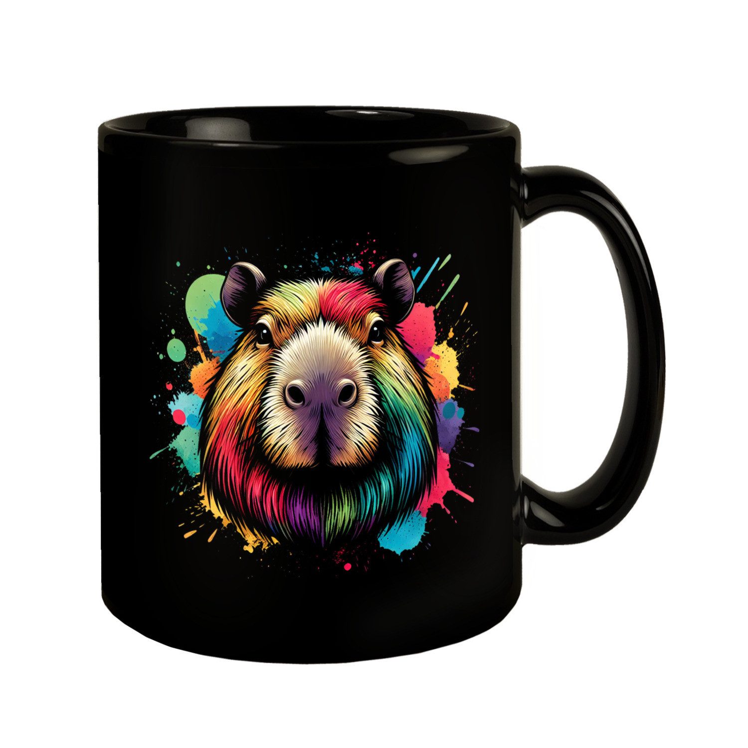 Tasse Capybara Aquarell Tasse in Schwarz