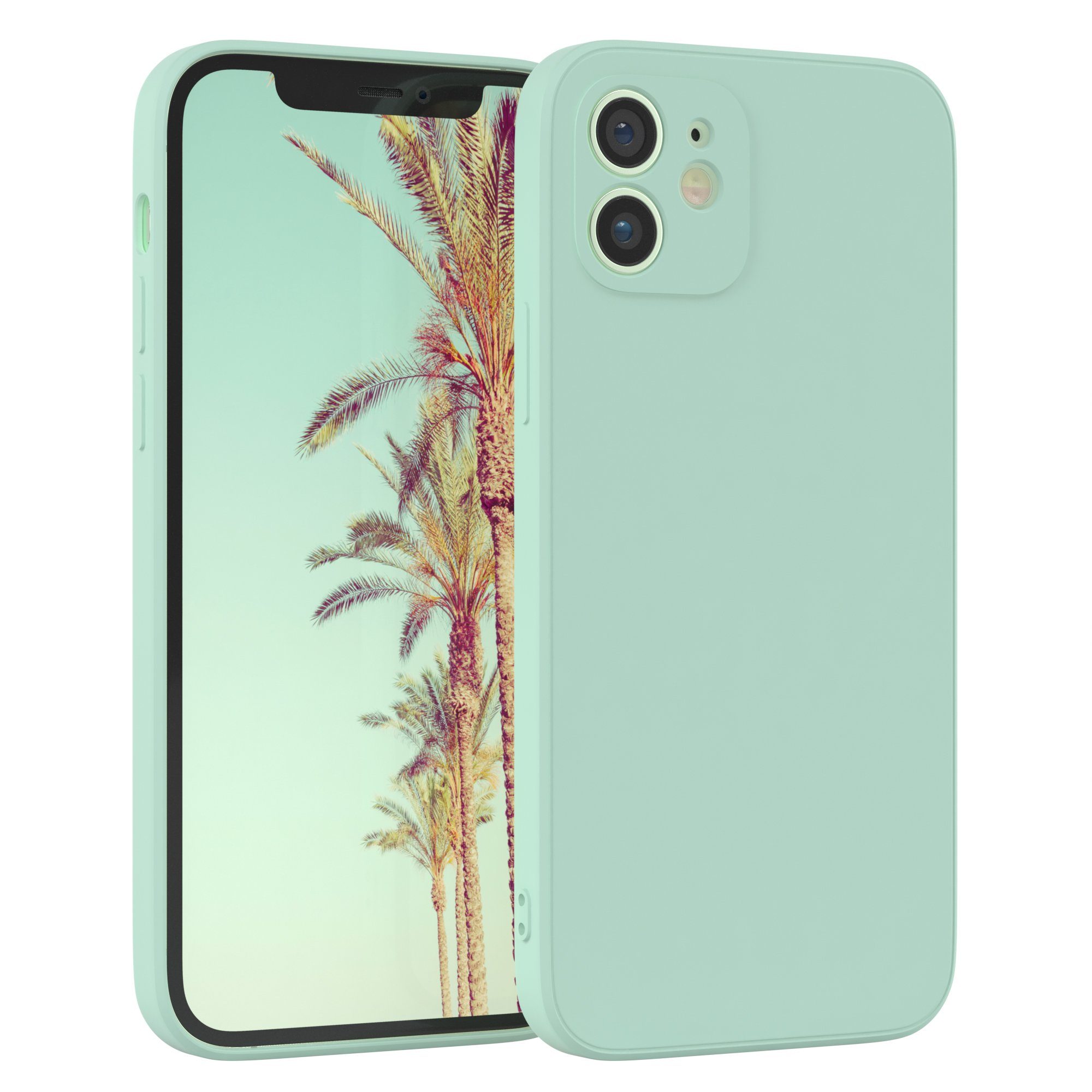 EAZY CASE Handyhülle für Apple iPhone 12 Hülle Silikon 6,1 Zoll, Hülle Silikon kratzfest Smart Slimcover Bumper Case Etui Mint Grün