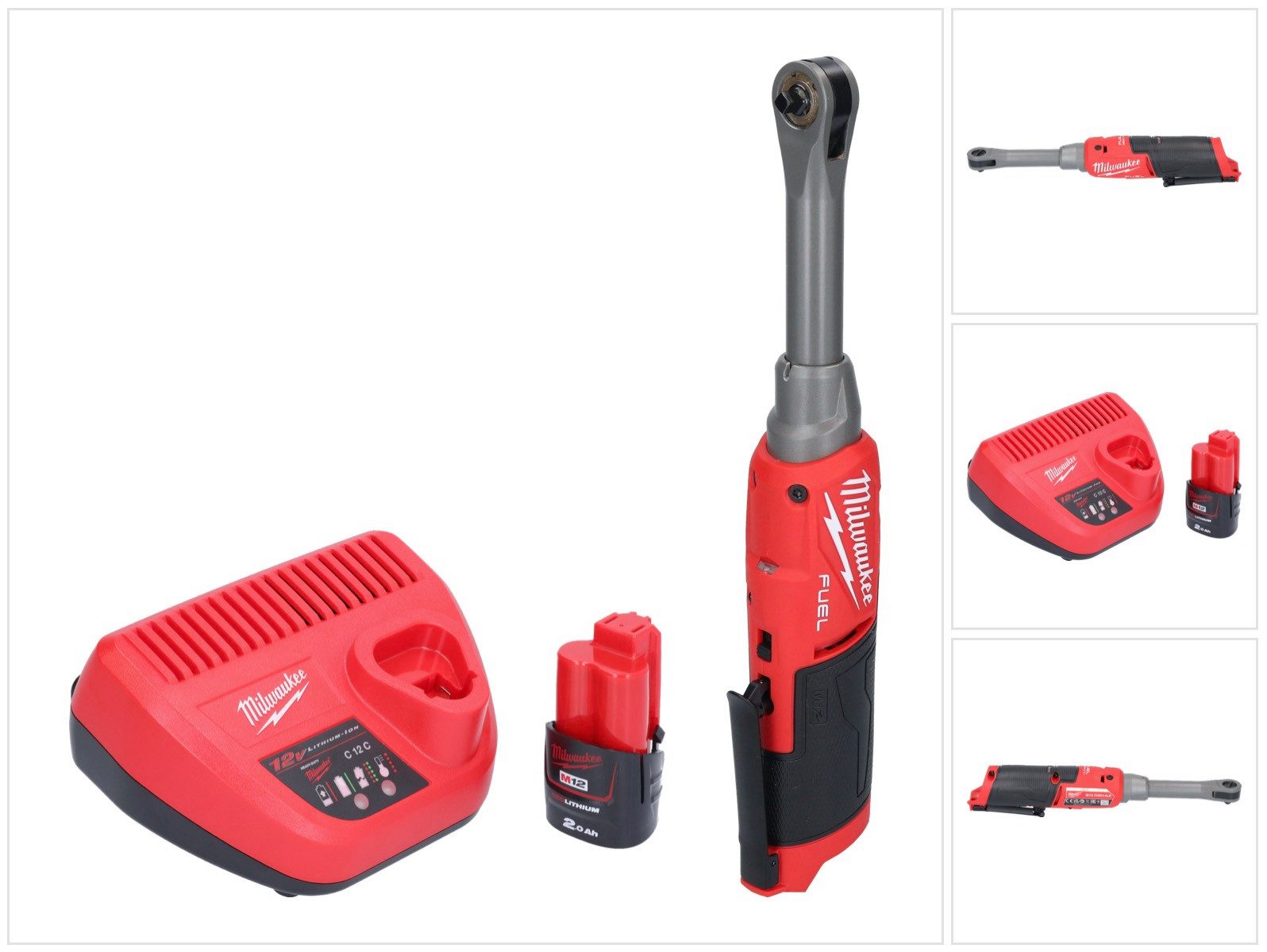 Milwaukee Umschaltknarre M12 FHIR14LR-201 Akku Ratsche 12 V 47 Nm 1/4" + 1x Akku 2,0 Ah + Lader