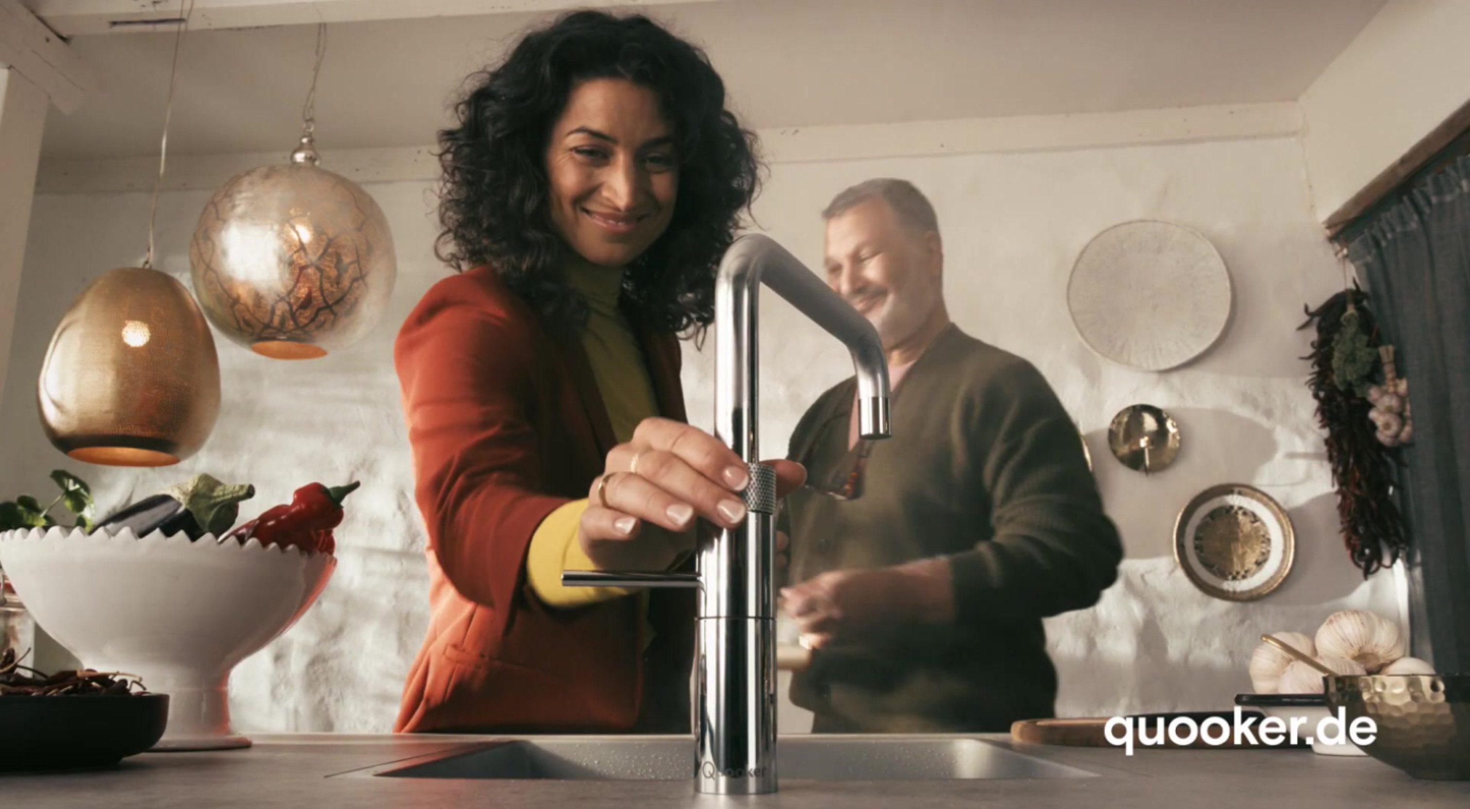 QUOOKER Küchenarmatur QUOOKER FUSION SQUARE Chrom COMBI+ B mit CUBE 2 (22+FSCHRCUBE) (2-St) 100°C Kochendwasserhahn mit Trinkwassersystem