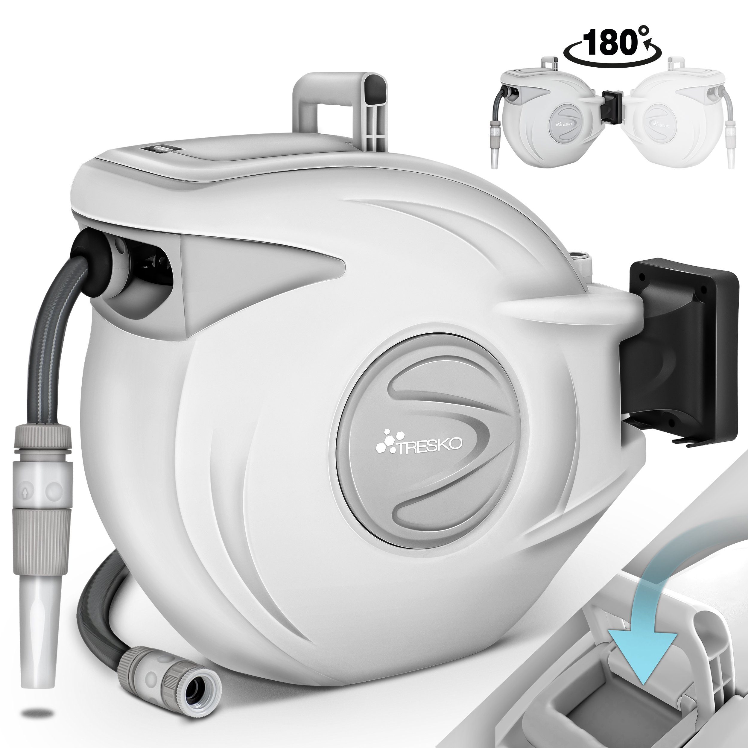 TRESKO Gartenschlauch TRESKO Schlauchtrommel Garten Schlauchaufroller 30m + 2m