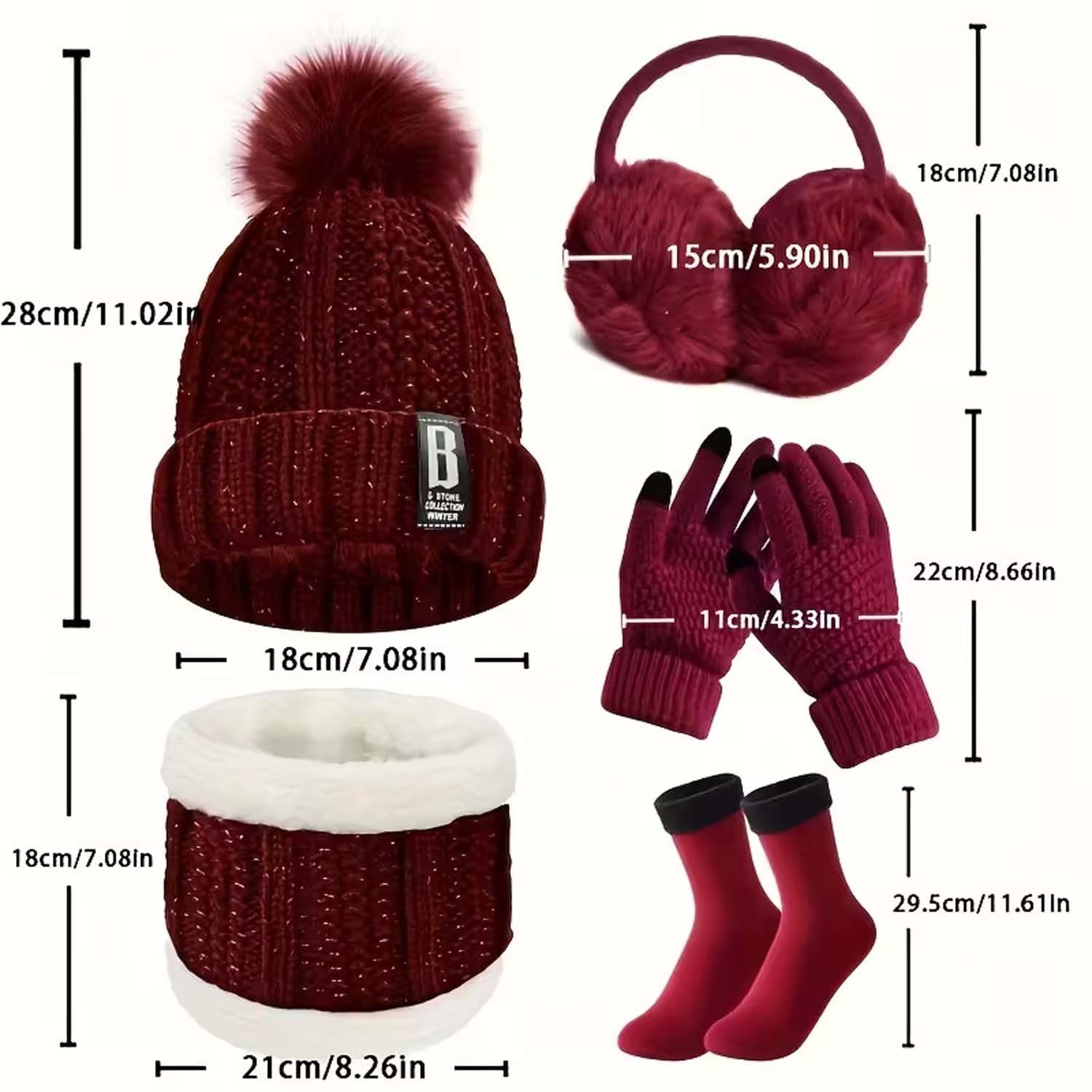 nsihing Mütze & Schal 5-teiliges Herbst- und Winter-Warmmütchenset,für Outdoor – Bild 2 von 5