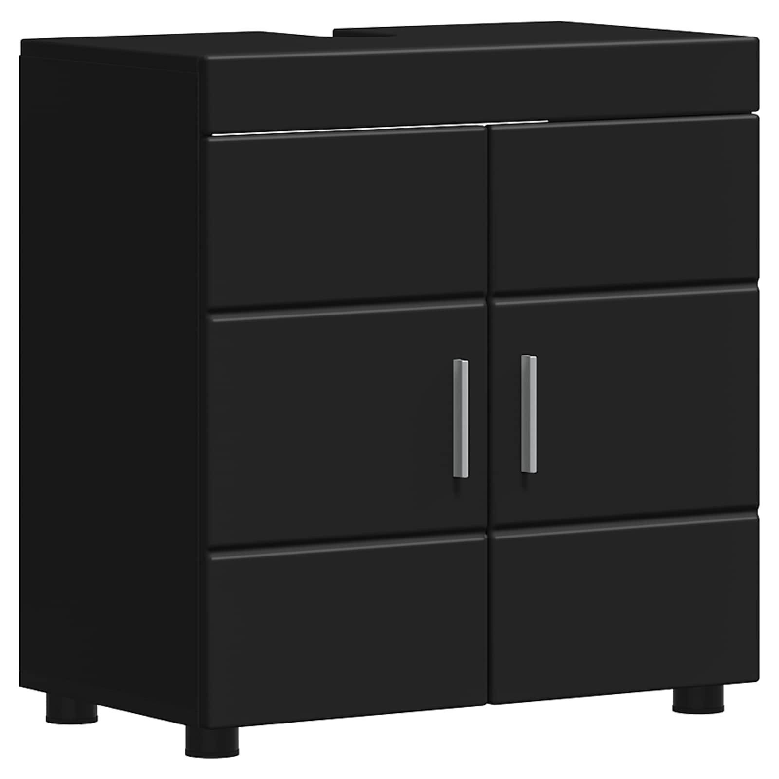 vidaXL Badezimmerspiegelschrank Badezimmerschrank-Set TULUM Schwarz 60 x 34 x 63 cm (1-St)