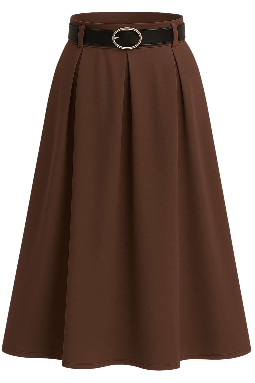 Mississhop A-Linien-Rock Eleganter Faltenrock mit Gürtel – mittellang M.430