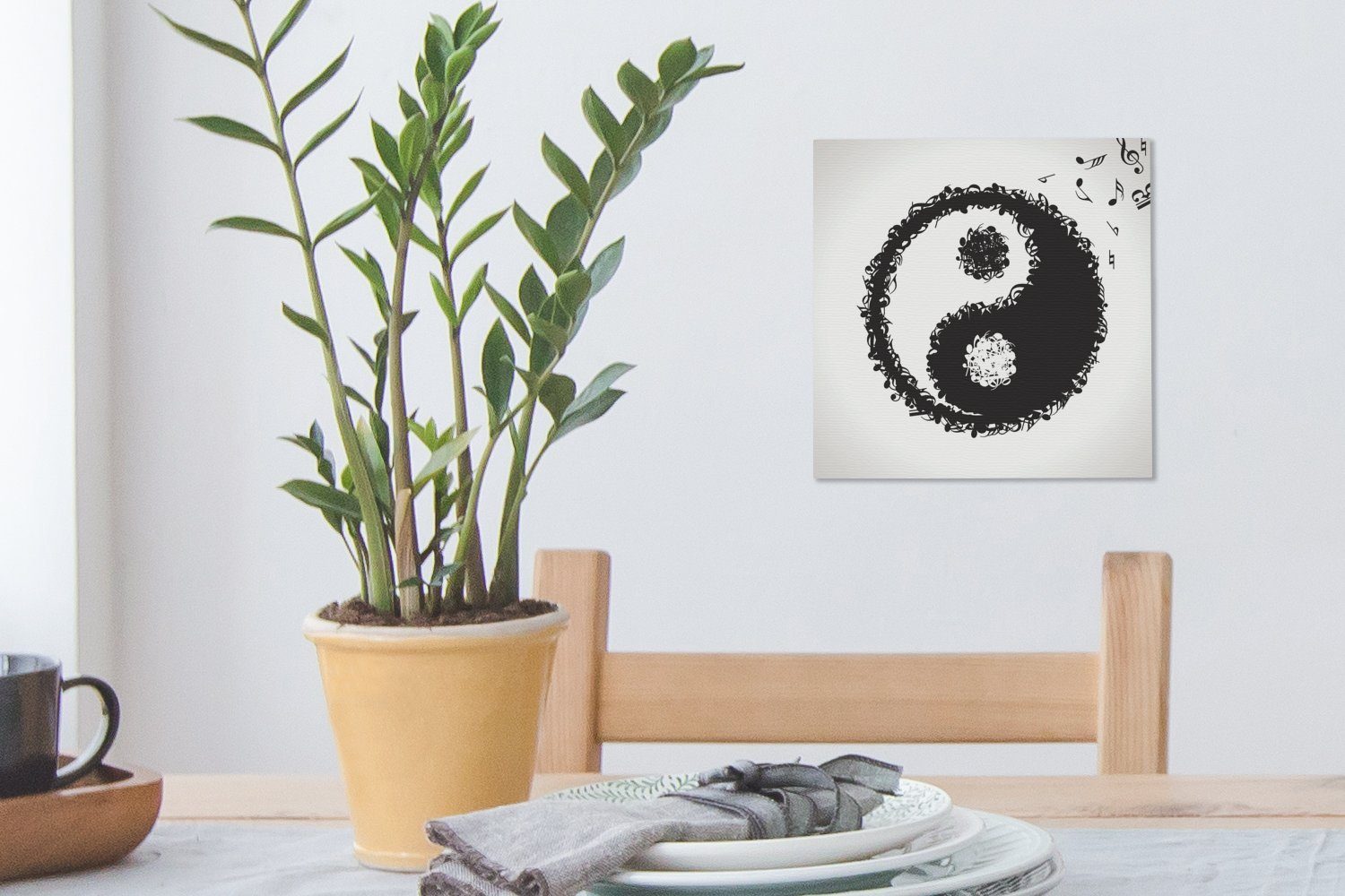 Yin- Yang-Logos, für und eines Leinwandbild St), Eine bestehend Leinwand Wohnzimmer Bilder Musiknoten, Schlafzimmer (1 Illustration OneMillionCanvasses® aus