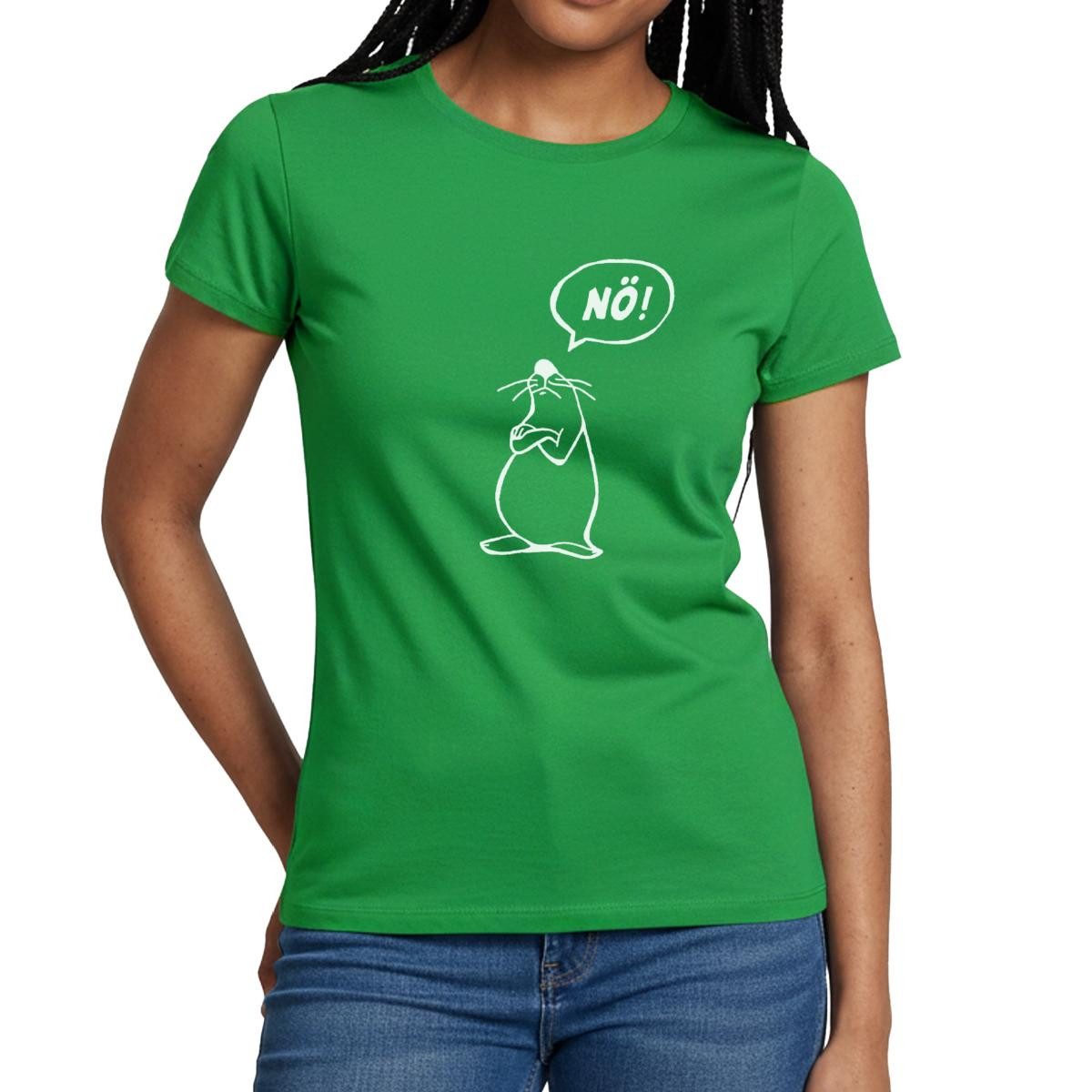 Spreadshirt T-Shirt Maus Lustiger Spruch Nö Bevor Du Fragst Nein Frauen T-Shirt (1-tlg) Slim Fit, fällt klein aus
