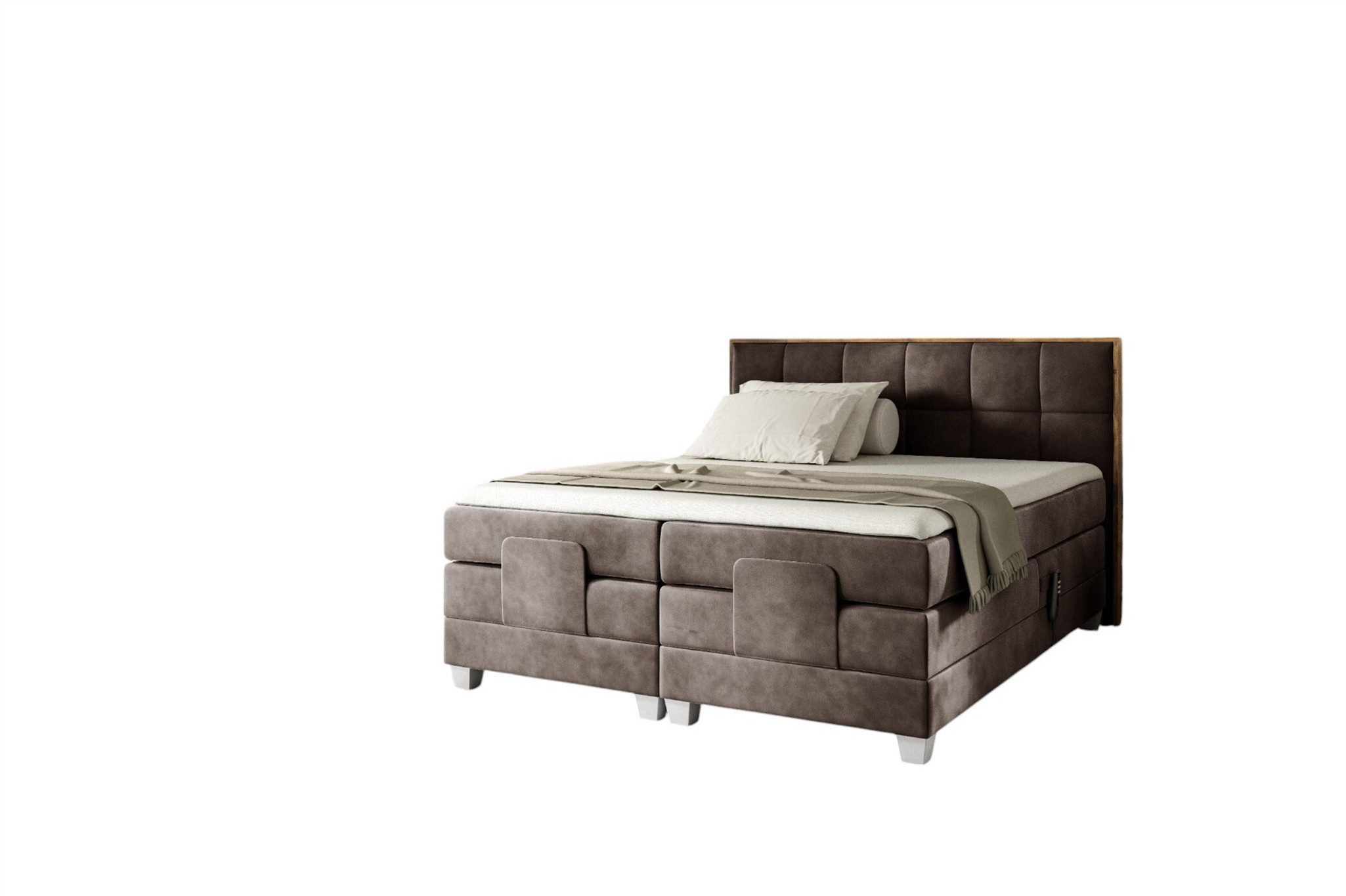 Fun Möbel Boxspringbett Schlafzimmerbett HENRY Elektrisch in Stoff Fresh (mit Bonell- und Taschenfederkernmatratze), Fuß- und Kopfteil elektrisch verstellbar