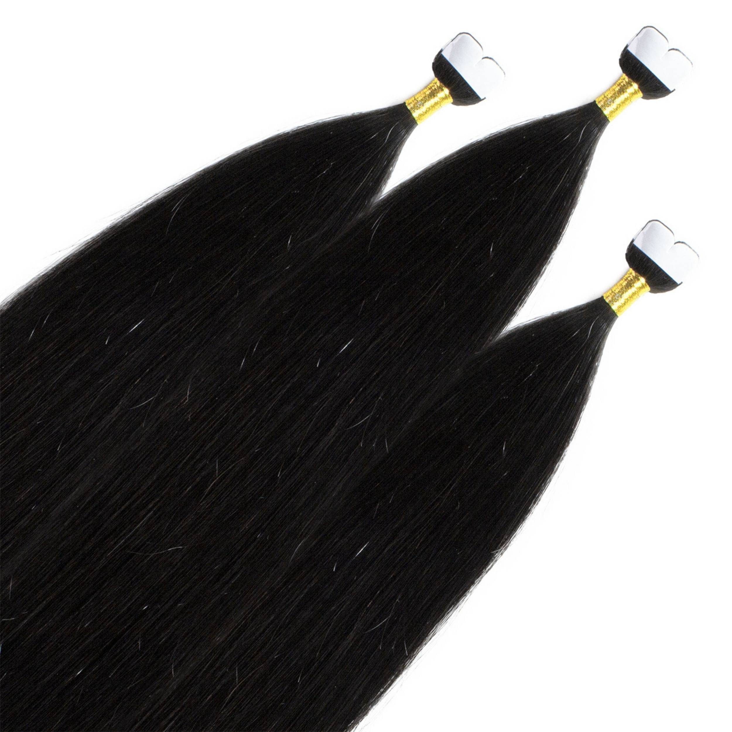 hair2heart Echthaar-Extension Premium Mini Tape Extensions #4/0 Dunkelbraun 40cm
