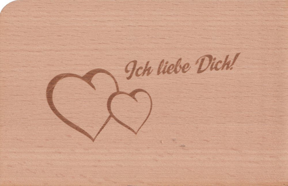 Postkarte liebe Holzpostkarte "Ich Dich!"