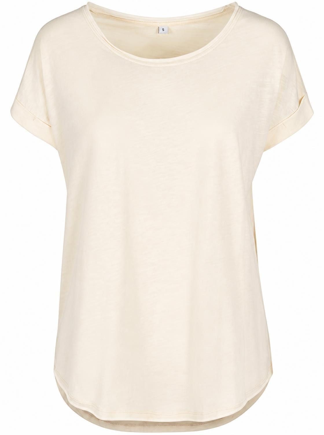 Build Your Brand Rundhalsshirt Damen Long Slub Tee / Hinten extra lang geschnitten