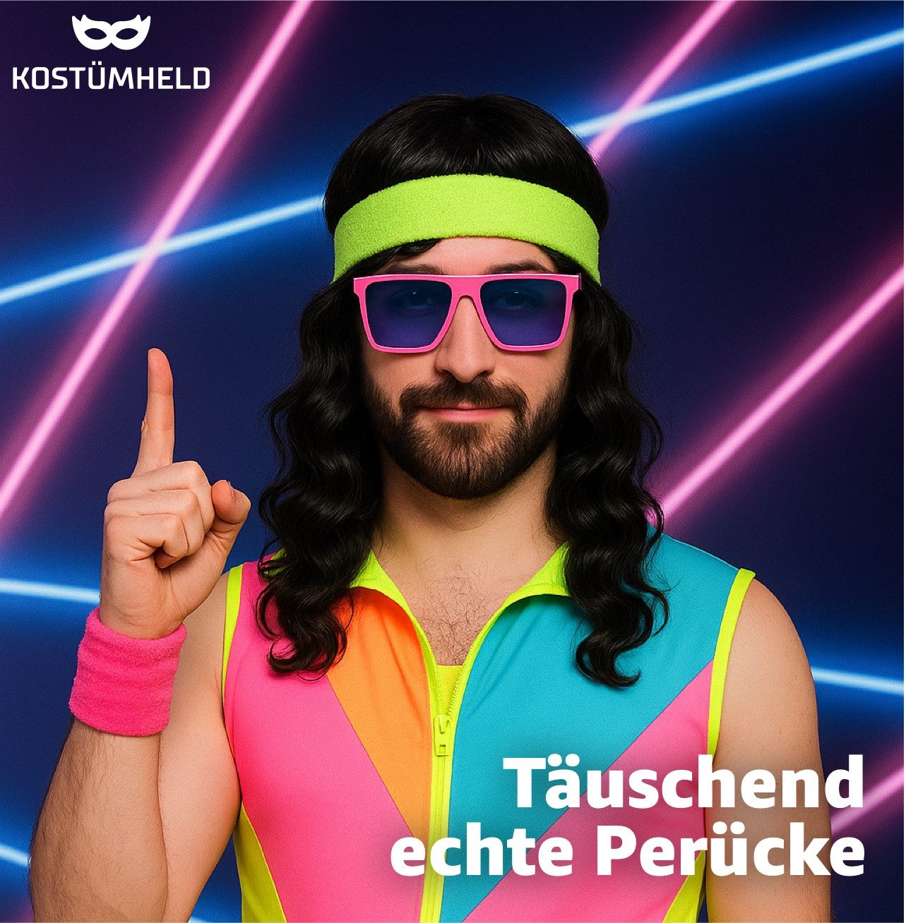 TK Gruppe Kostüm Lockenperücke mit langen Haaren – Voluminöse Langhaarperücke Fasching