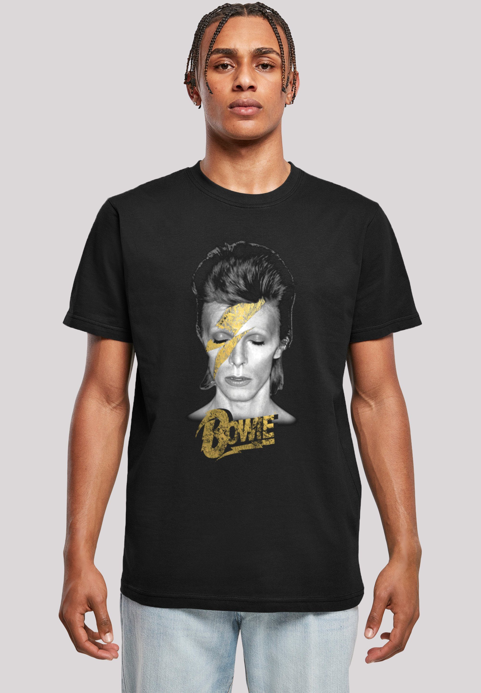 F4NT4STIC T-Shirt David Bowie Aladdin Sane Gold Bolt Print