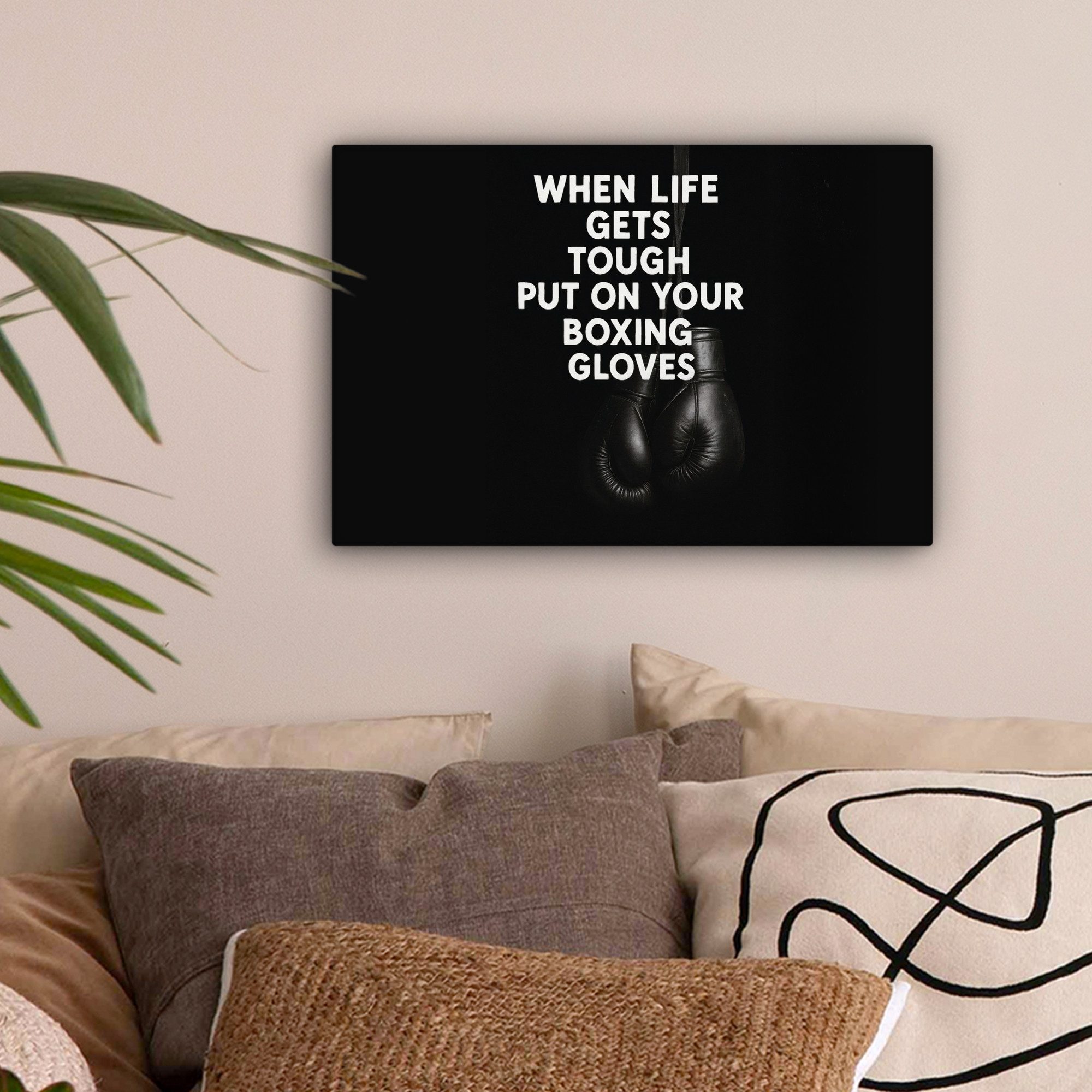 OneMillionCanvasses® Leinwandbild Text - Boxhandschuhe - günstig online kaufen