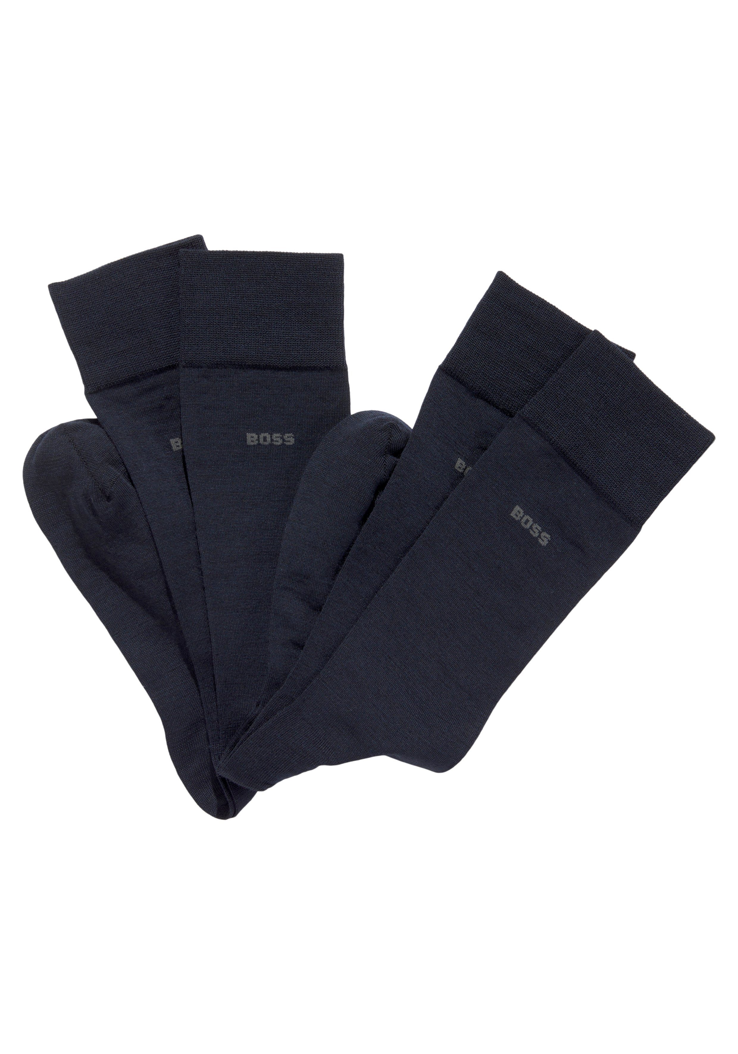 BOSS Socken 2P RS Uni WO (Packung, 2er Pack) mit eingesticktem Markenlogo Dark_Blue
