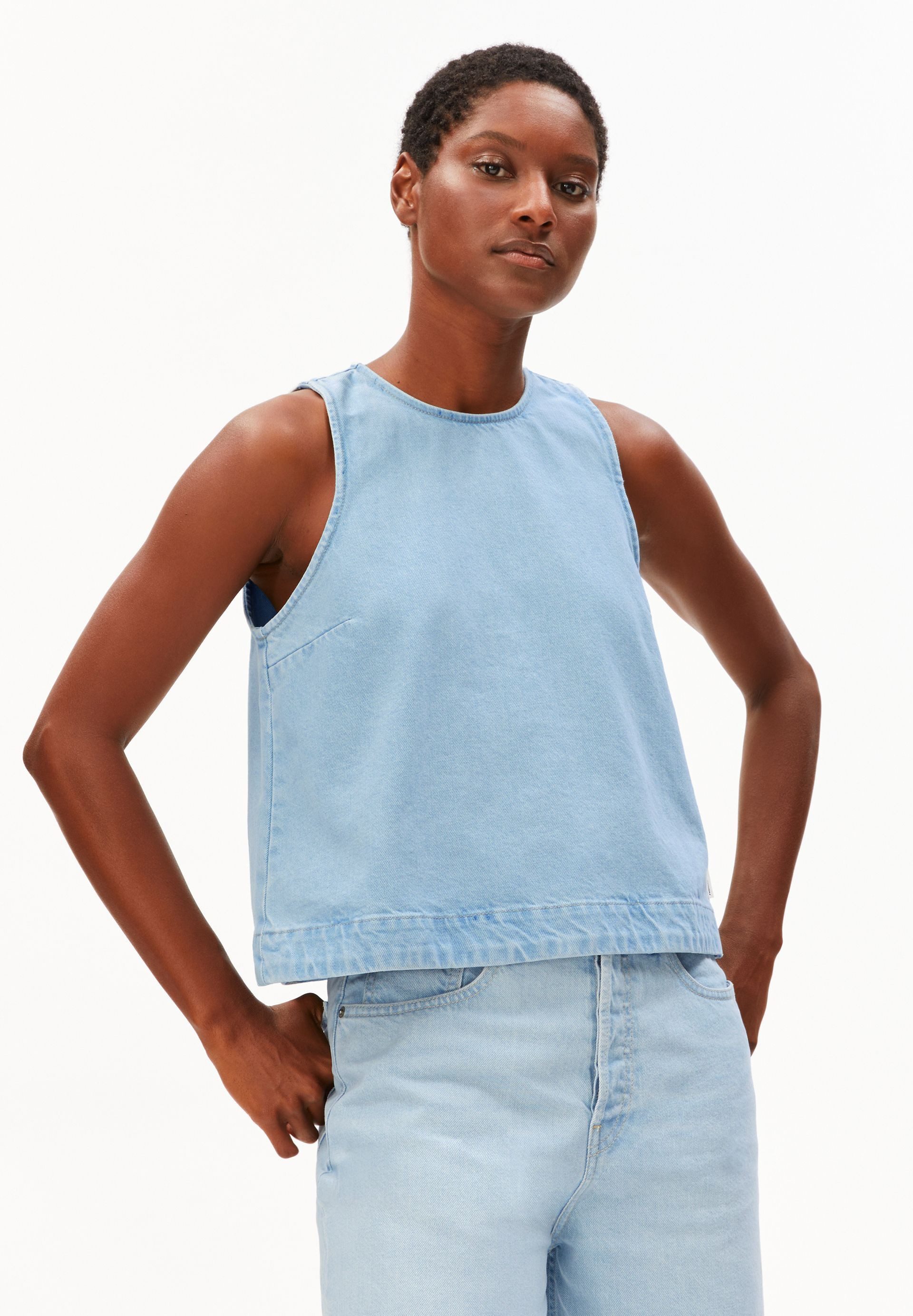 Armedangels Blusentop DENIM 100% recycelte Baumwolle Regular Fit