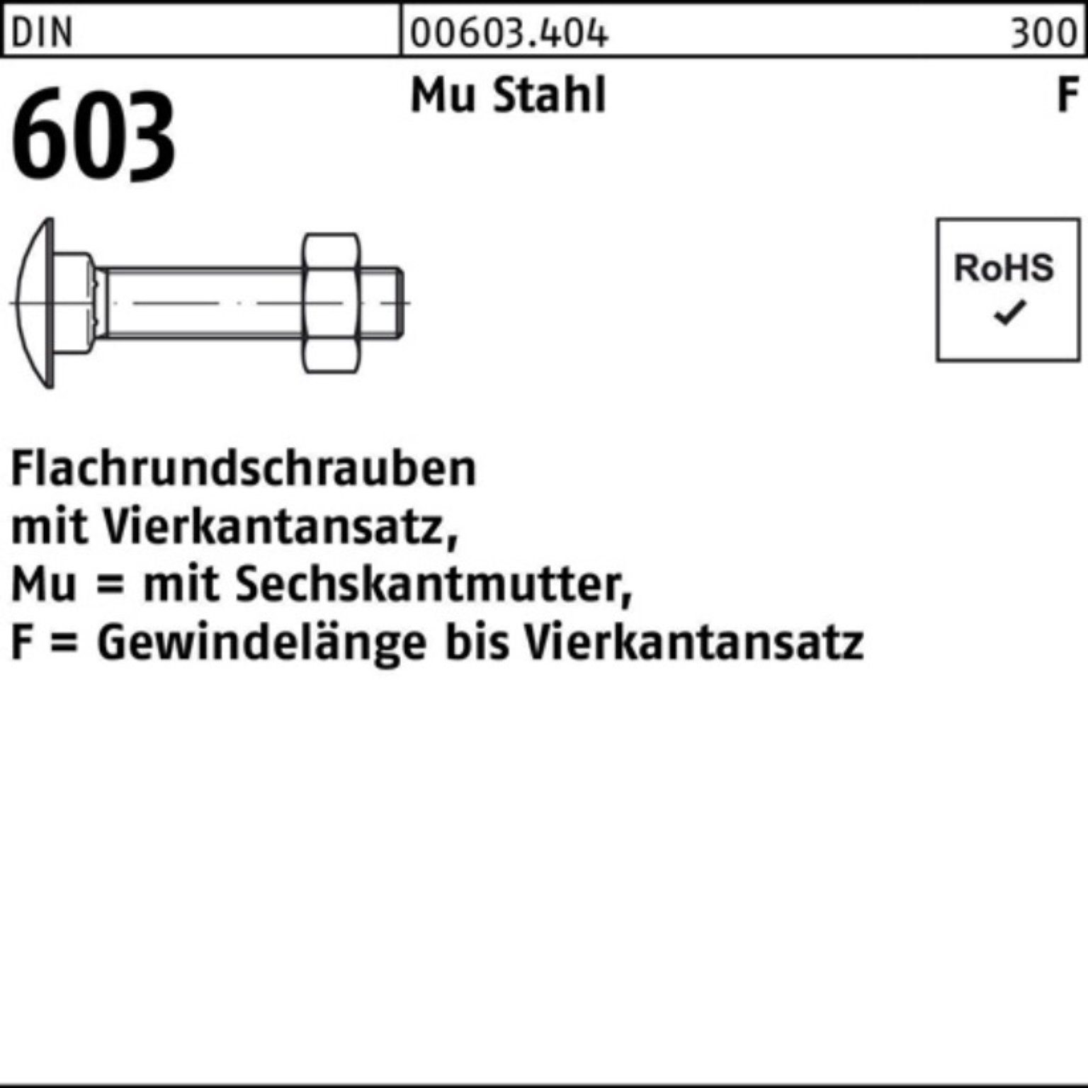 Pack Schraube M8x70 M Flachrundschraube 200er DIN Vierkantansatz/6-ktmutter Reyher 603
