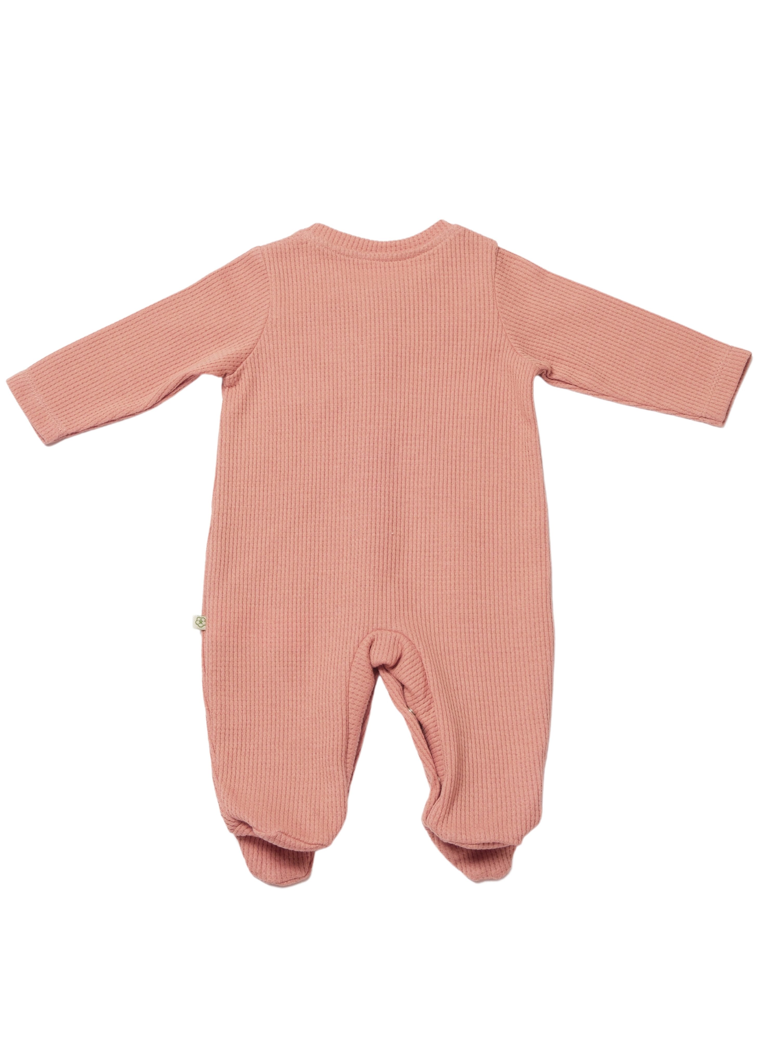 biorganic Strampler Baby Waffle Smile mit Fuß für Jungen und Mädchen Unisex Langarm (1-tlg) geknöpft, 100% Bio-Baumwolle, Waffelstruktur