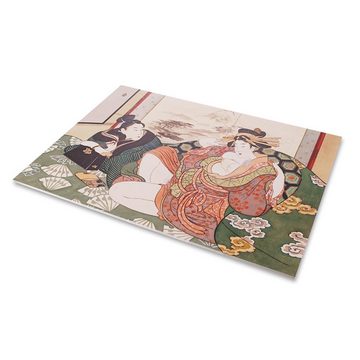 GalaxyCat Poster Japanisches Shunga Wandbild auf Hartschaumplatte, Traditionelles, Blumen, Japanisches Shunga Wandbild