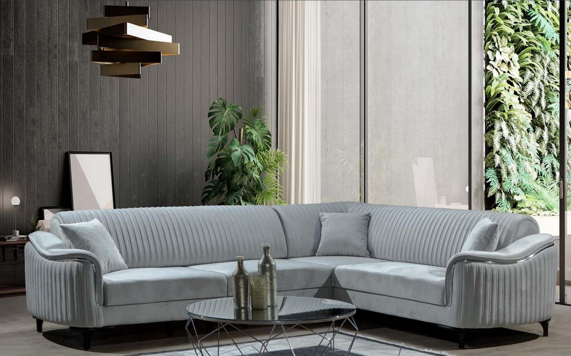 JVmoebel Ecksofa Graues Ecksofa L-Form Couch Polster Eckgarnitur Modernes Design, Made in Europe