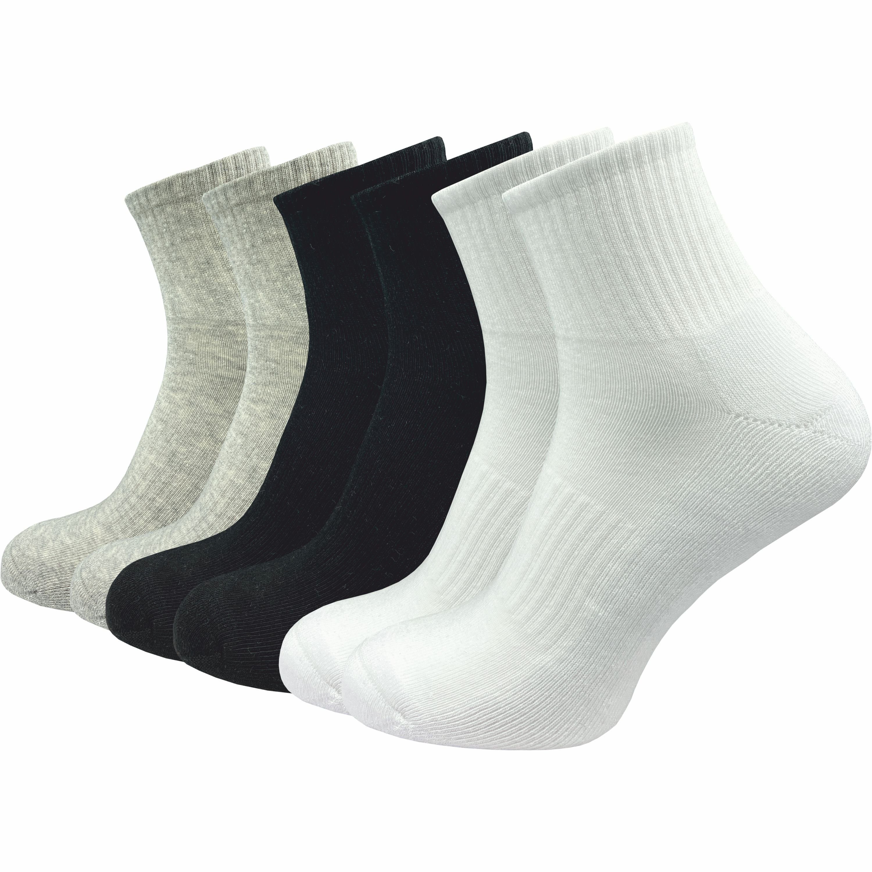Kurzsocken in schwarz, für höchsten Socken grau; & Tragekomfort GAWILO & schwarz leichte grau für für Freizeit drückende ohne (6 Sport Naht Damen - Paar) - weiß, Plüschsohle Premium weiß,