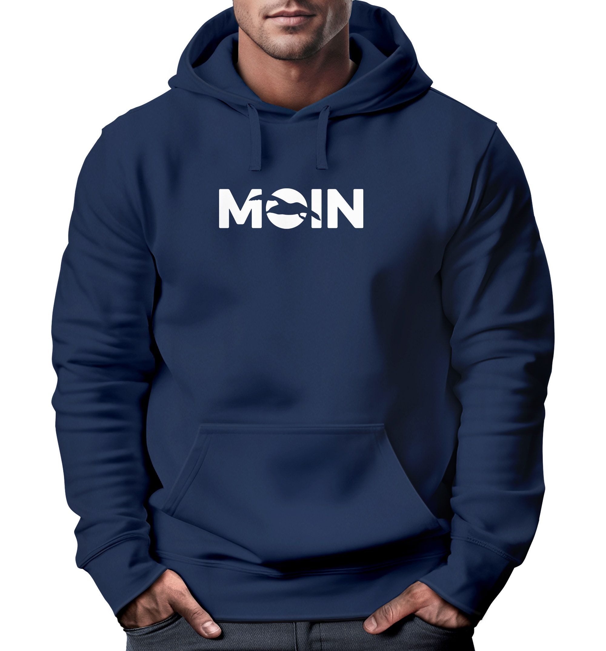 MoonWorks Hoodie Hoodie Herren Bedruckt Moin Vogel Möwe Hamburg Print Aufdruck