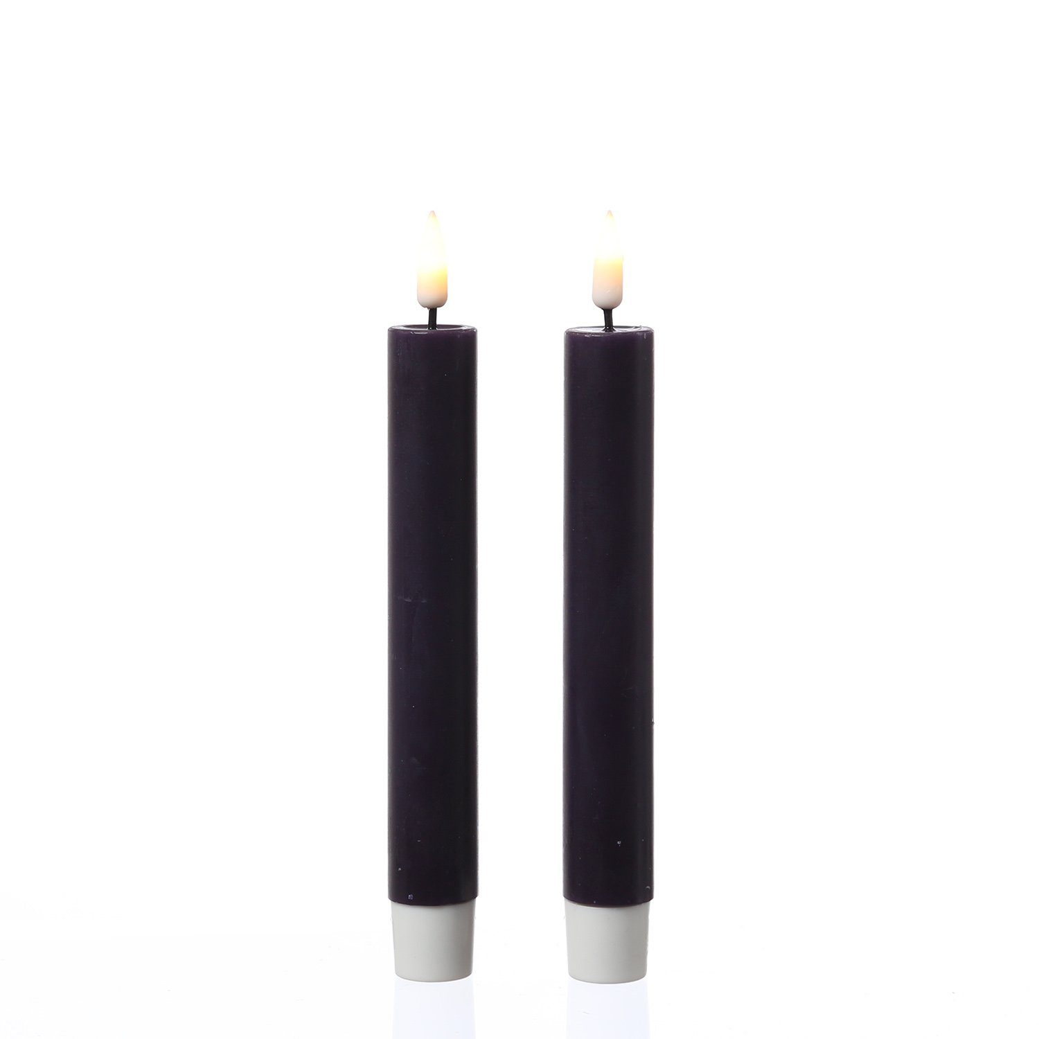Deluxe Homeart LED-Kerze LED Stabkerzen Mia Tafelkerzen Echtwachs flackernd H: 15cm lila 2Stk., LED Classic, warmweiß (2100K bis 3000K)