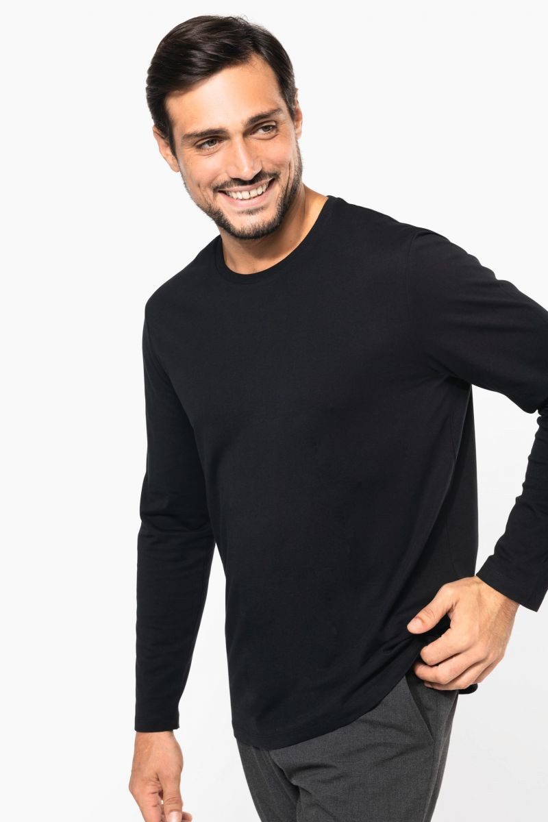 Kariban Langarmshirt Supima® Herren-T-Shirt Rundhalsausschnitt und langen Ärmeln
