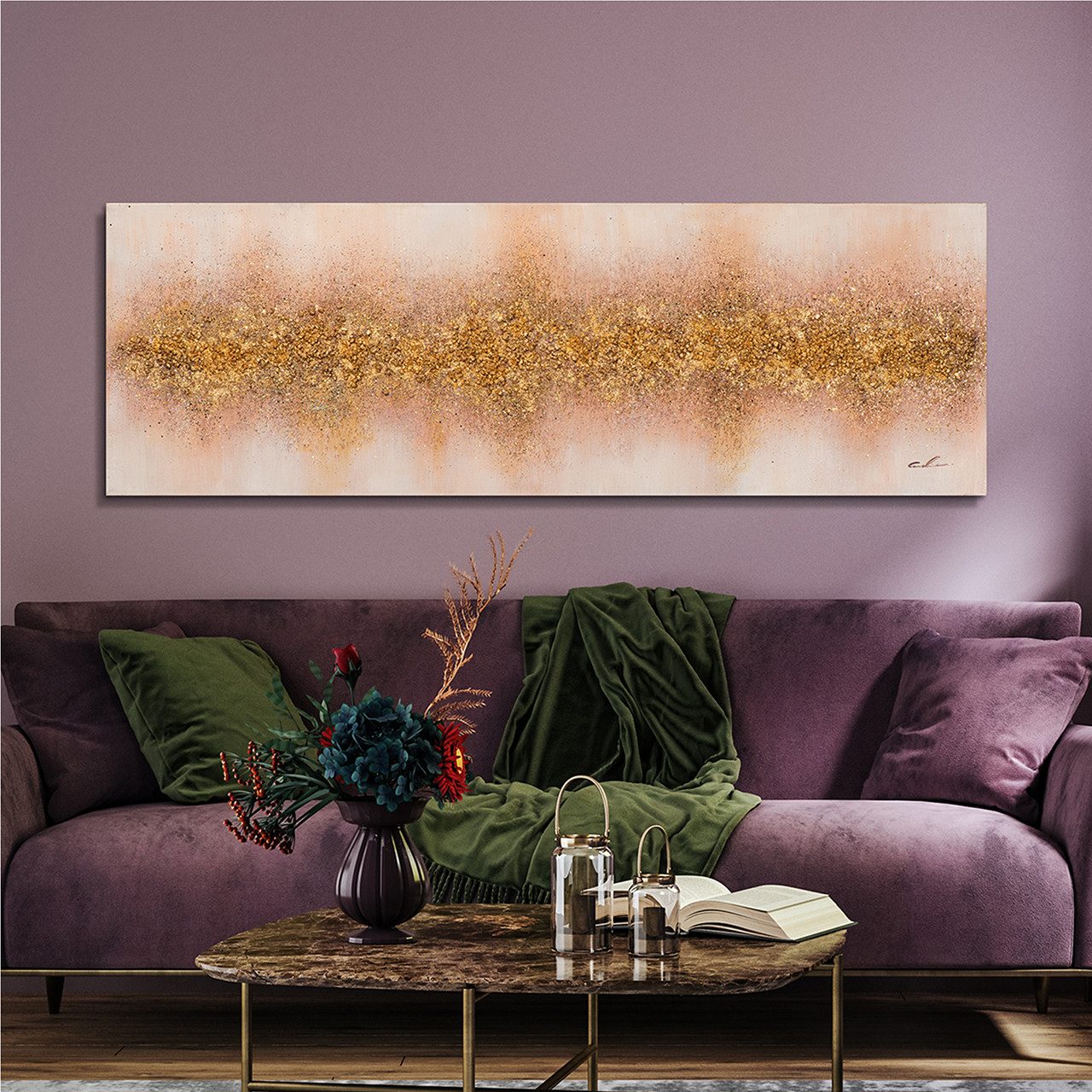 ArtUniverse Gemälde Glitzernder Horizont 50 x 150 cm, Abstrakt