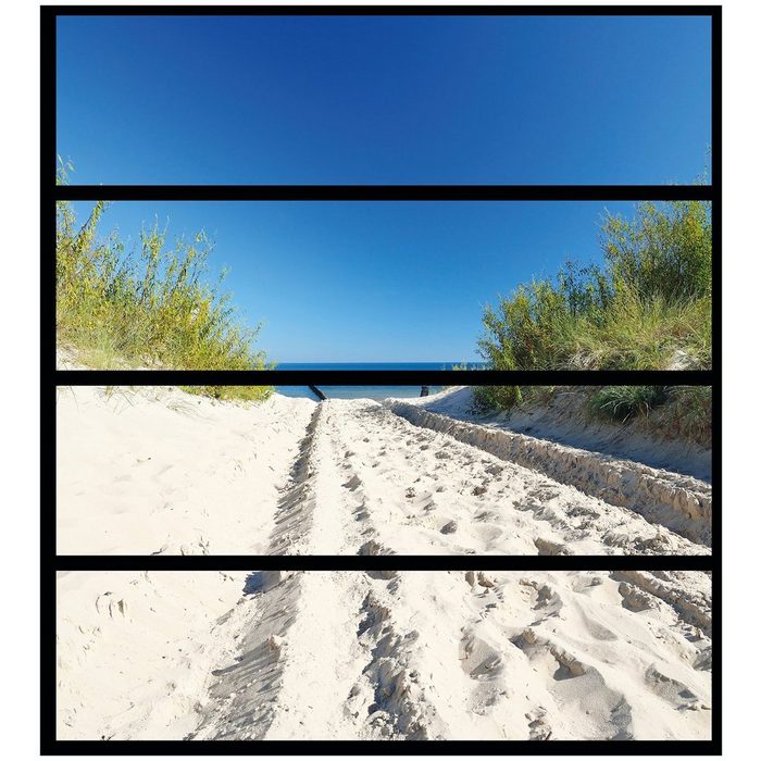 Wallario Möbelfolie Auf dem Sandweg zum Strand - Blauer Himmel über dem Meer