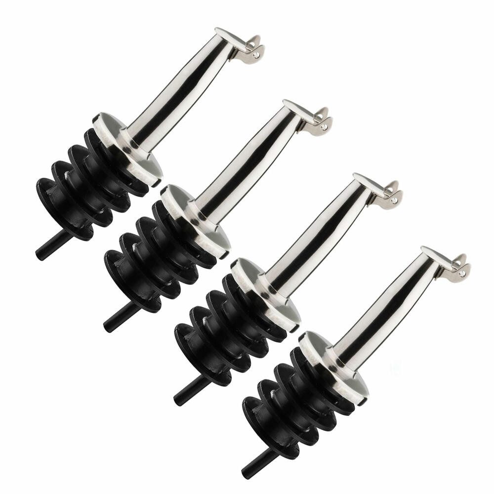 Flaschenausgießer 4 Stück »Inox Gastro«, PE-Korken, Metallkläppchen