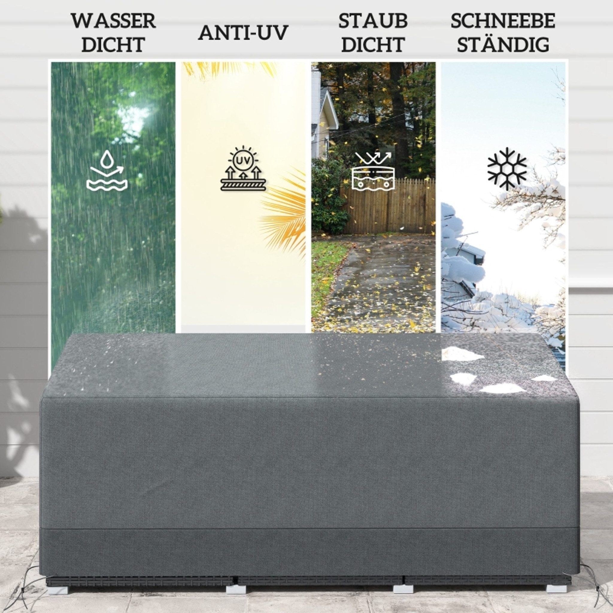 MC Star Gartenmöbel-Schutzhülle Schutzhülle für Gartenmöbel Winterfest Wasserdicht Abdeckung (Anti-UV 600D Oxford Gewebe 190,5 x 72 x 76cm Hellgrau)