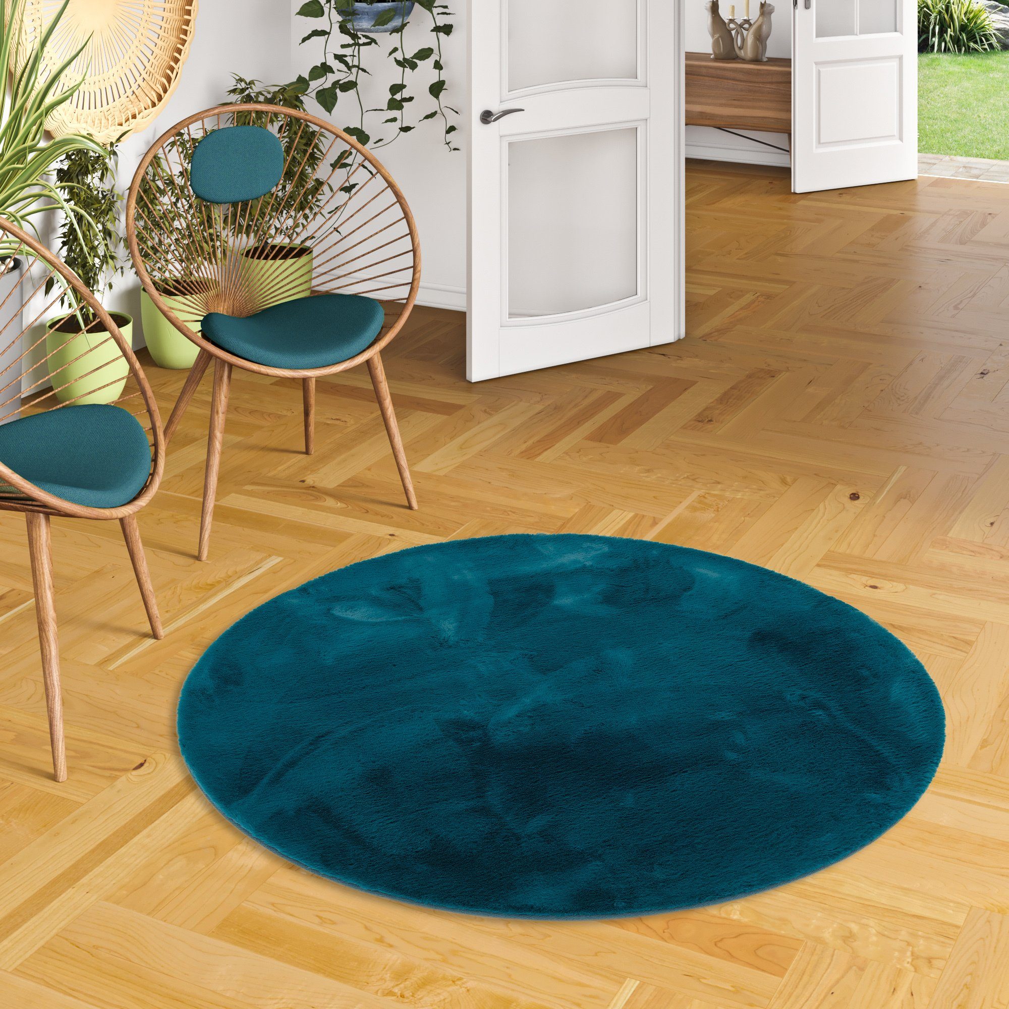 Pergamon Fellteppich Fellteppich Luxus Super Soft Plush Rund, Rund, Höhe: 25 mm
