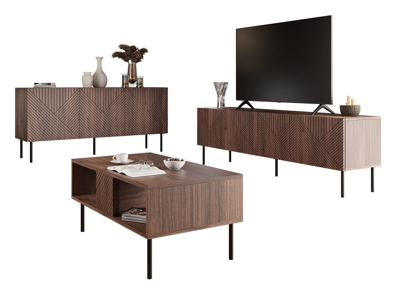 MIRJAN24 Wohnzimmer-Set Art Deco I, (3er-Set, Kommode, TV-Lowboard, Couchti günstig online kaufen