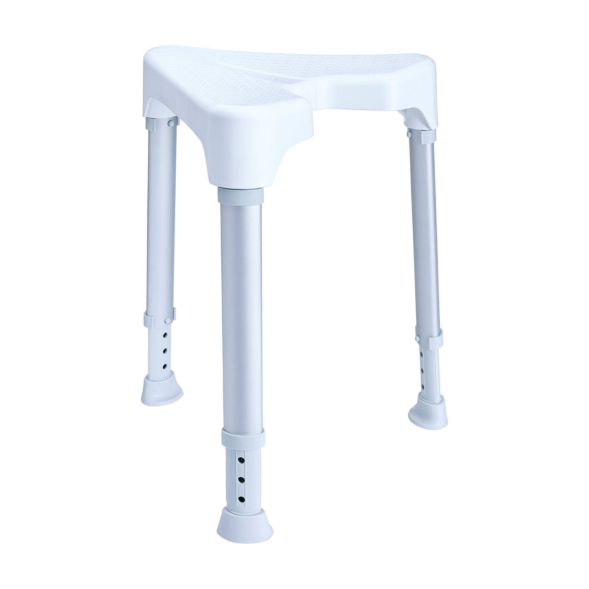 DIETZ® REHA-PRODUKTE Duschhocker Duschhocker TAYO dreieckig, höhenv., rutschsicher, platzsparend, Belastbar bis 130 kg, Rutschfester Stand, Geringes Gewicht