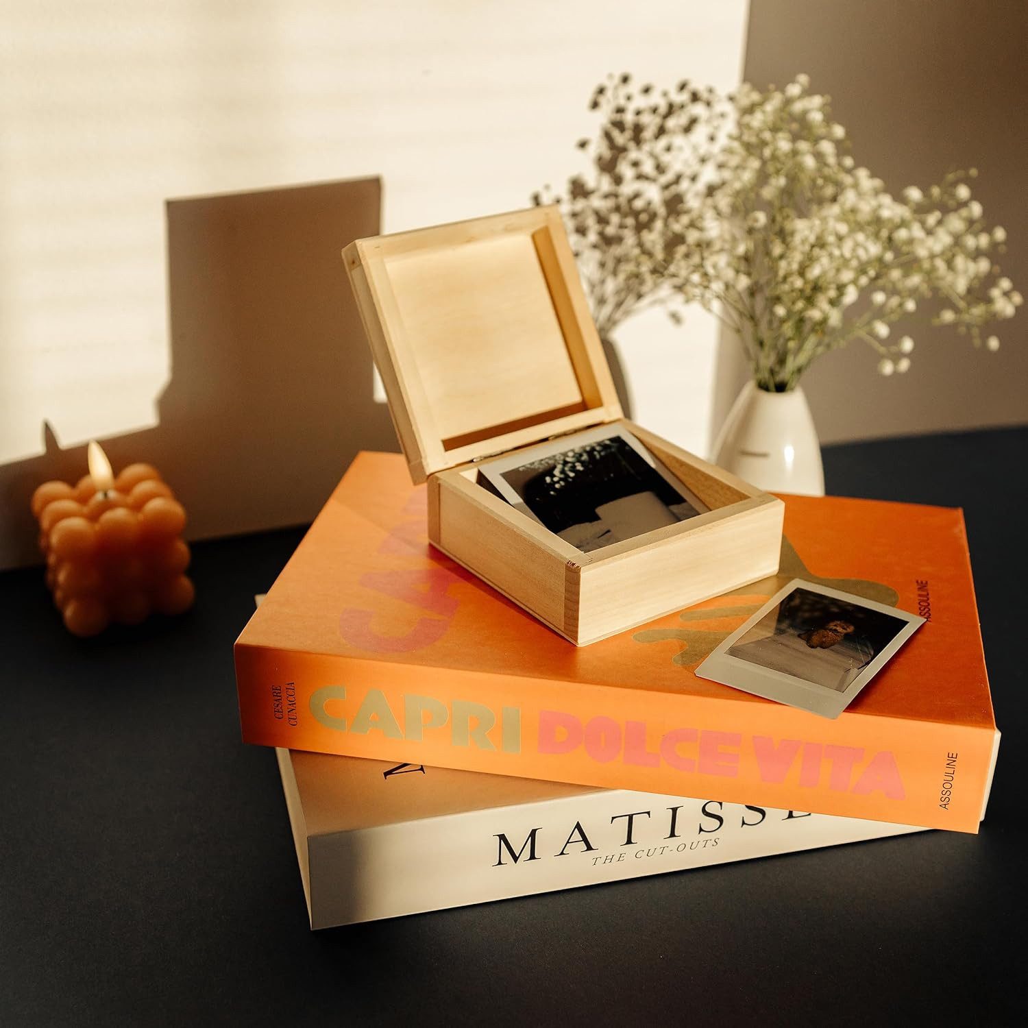 Creative Deco Holzkiste mit Deckel 10x10x5 cm (0,5 cm) Erinnerungsbox Baby, günstig online kaufen