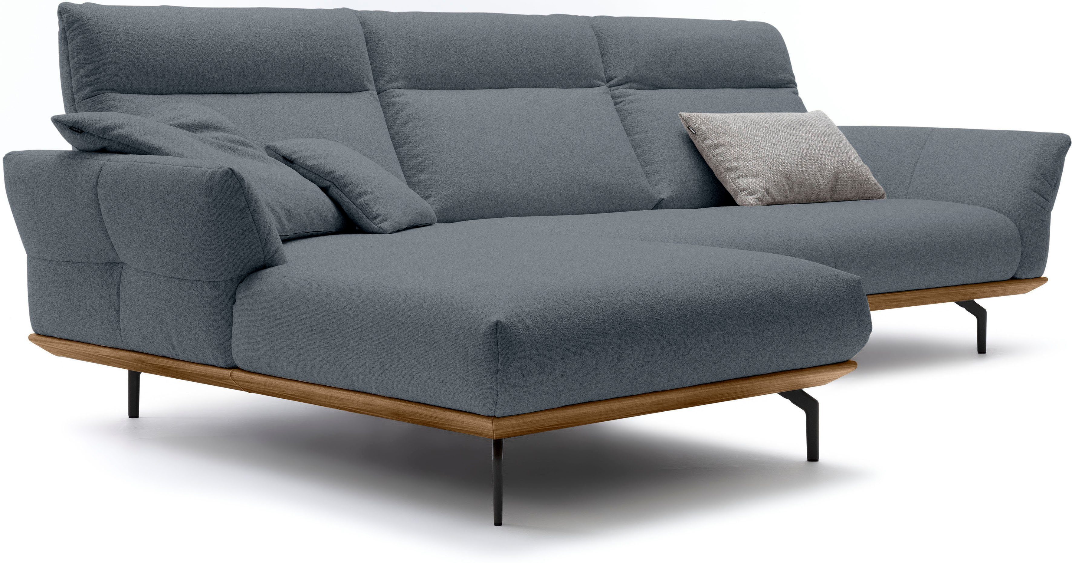 hülsta sofa Ecksofa hs.460, Sockel Nussbaum, 318 Winkelfüße Umbragrau, in cm in Breite