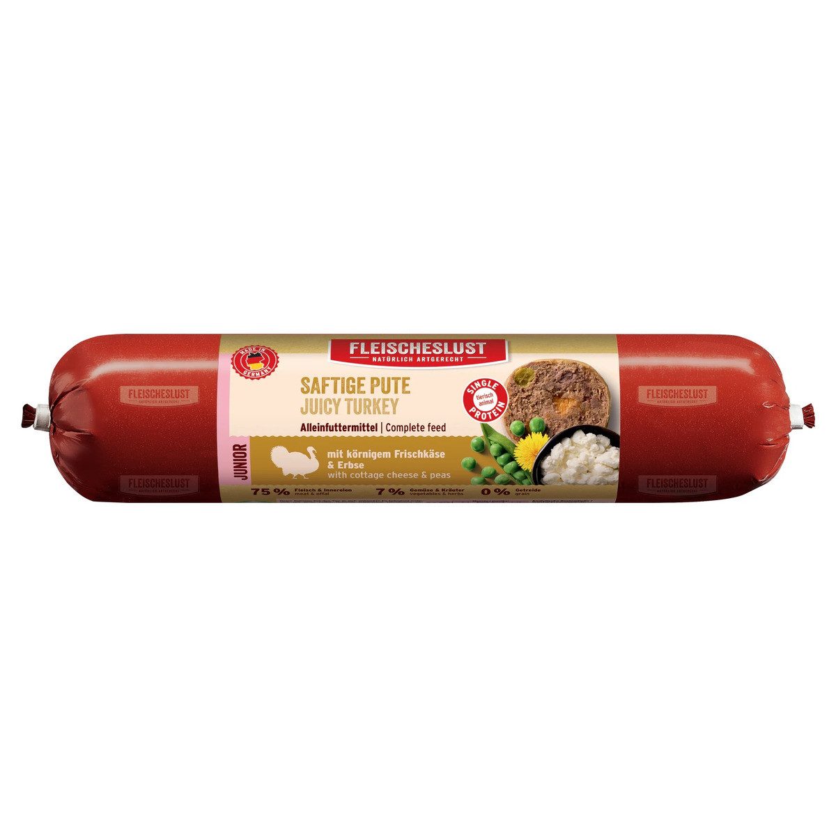 Fleischeslust Lifecycle Junior Saftige Pute mit körnigem Frischkäse & Erbse 400 g, für: Hund