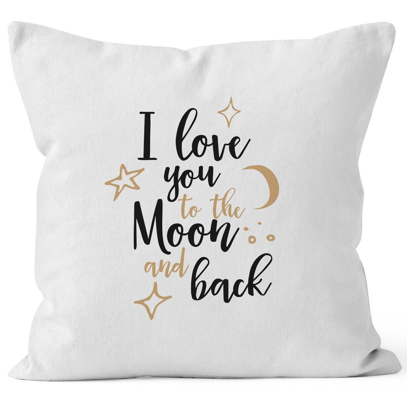 MoonWorks Dekokissen Kissenbezug für Freund, I love you to the moon and back Geschenk Liebe Moonworks weiß