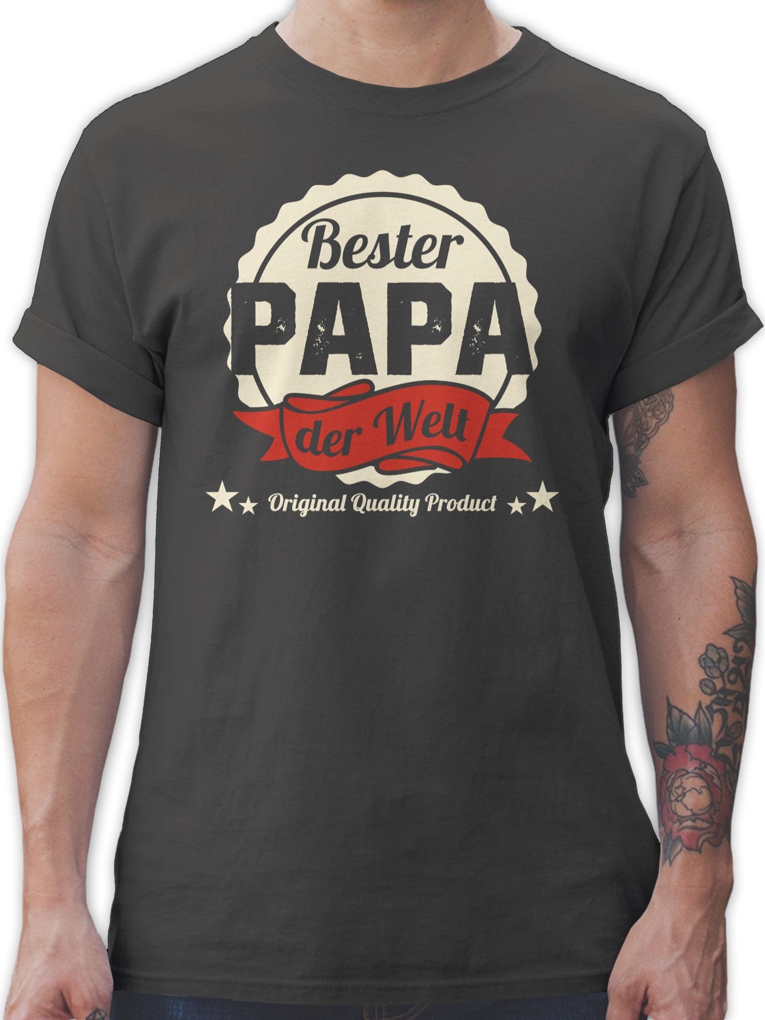 03 Bester Shirtracer Geschenk Dunkelgrau T-Shirt Vatertag Papa Papa Welt der für